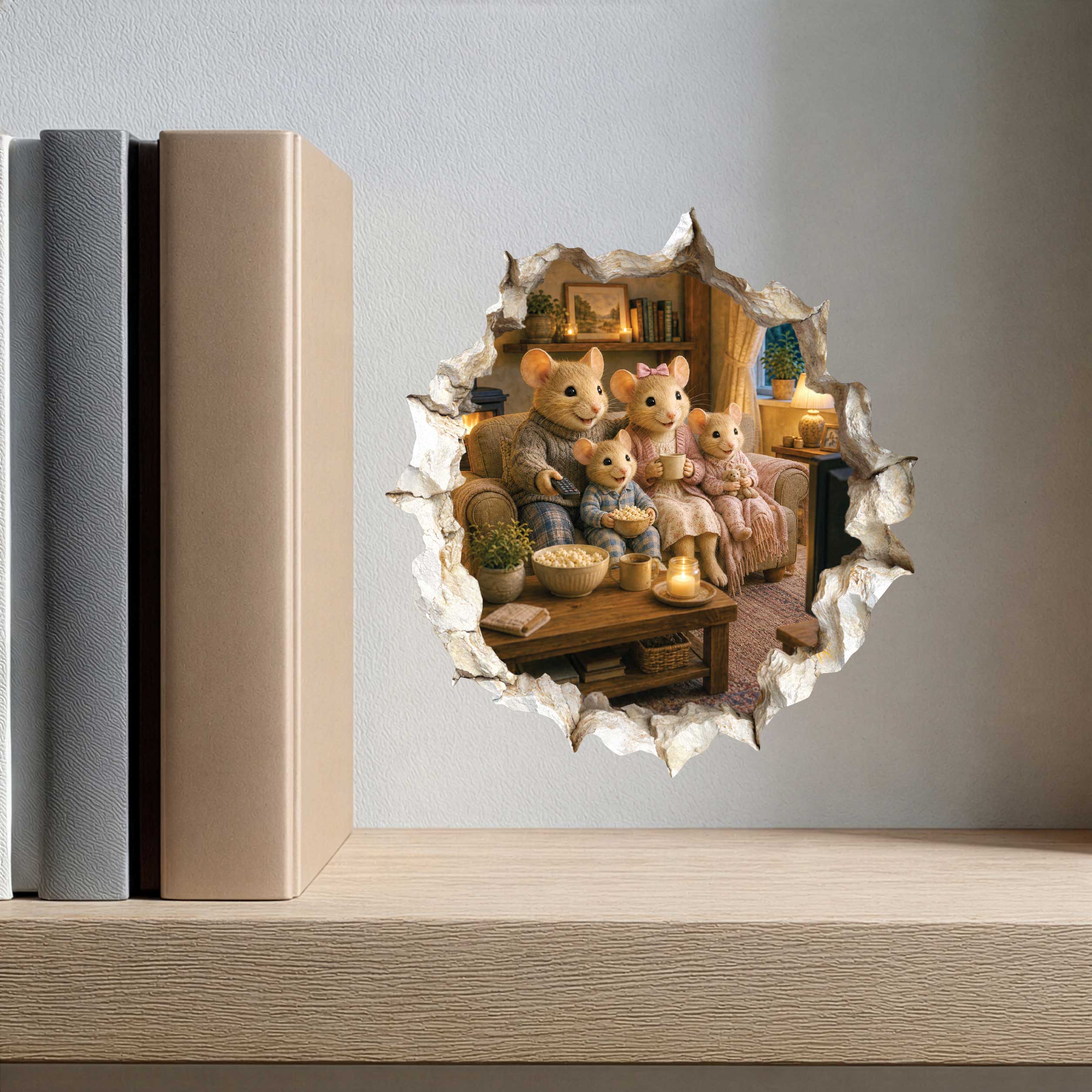 Family Movie Night Mouse Hole Decal