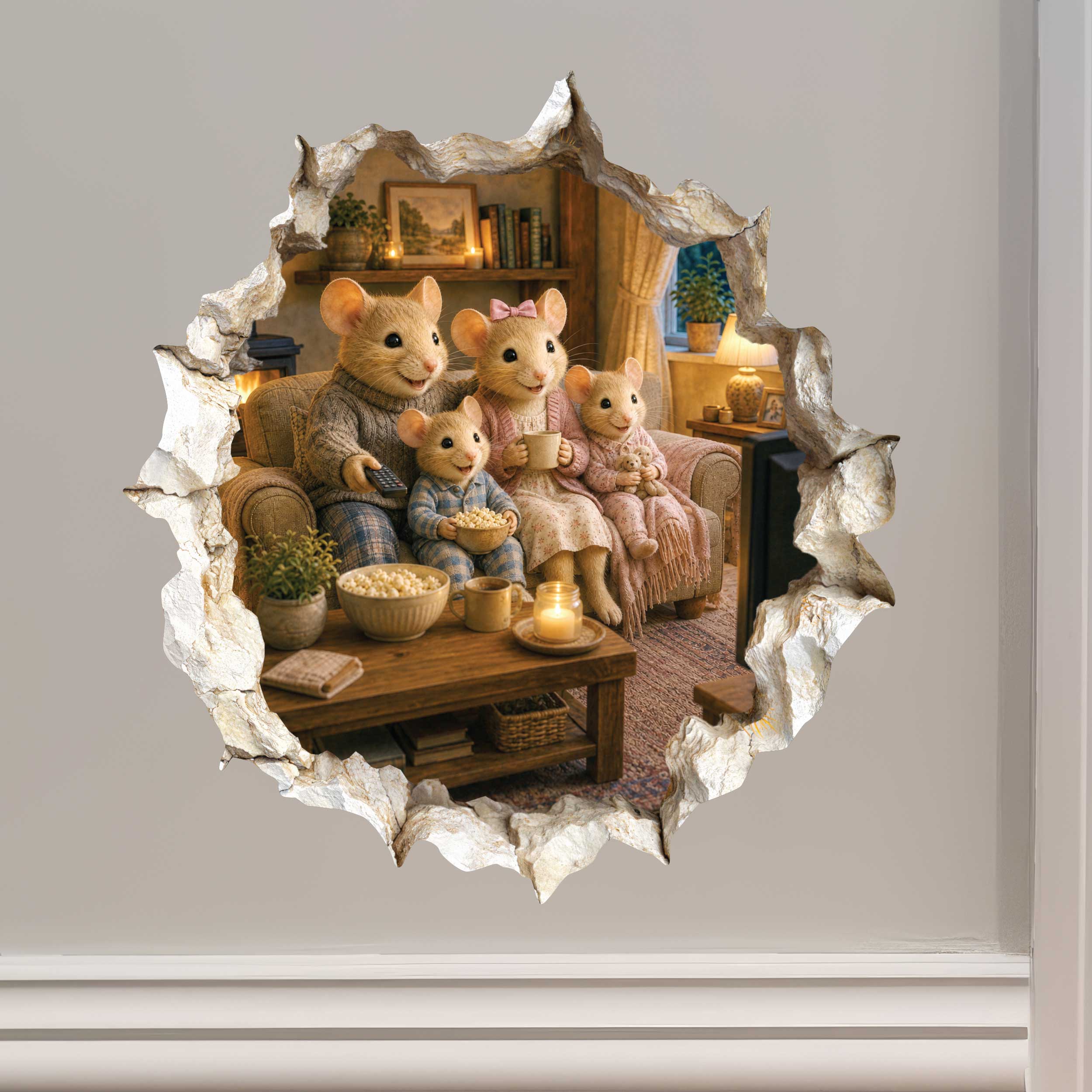 Family Movie Night Mouse Hole Decal