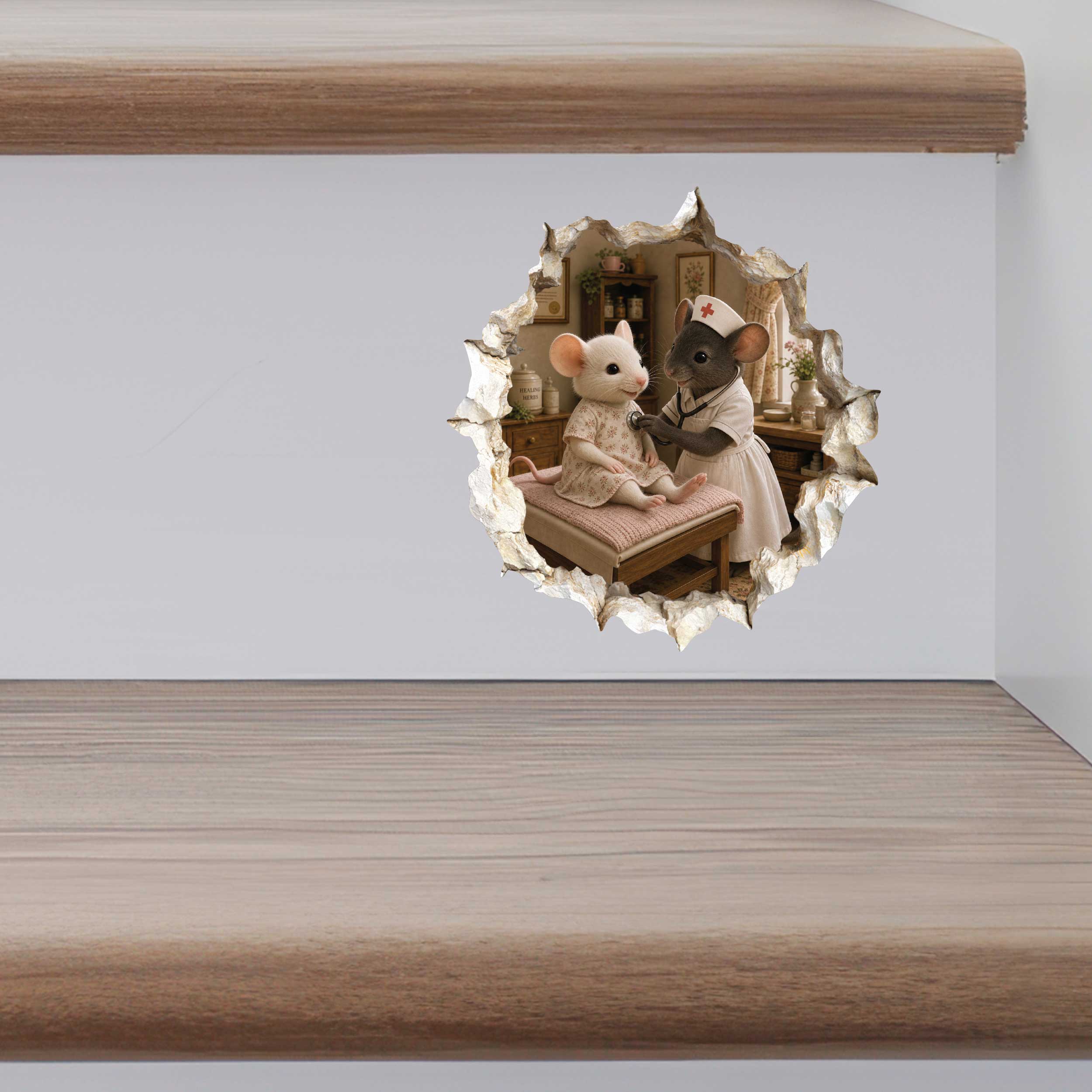 Nurse Mouse Hole Wall Sticker