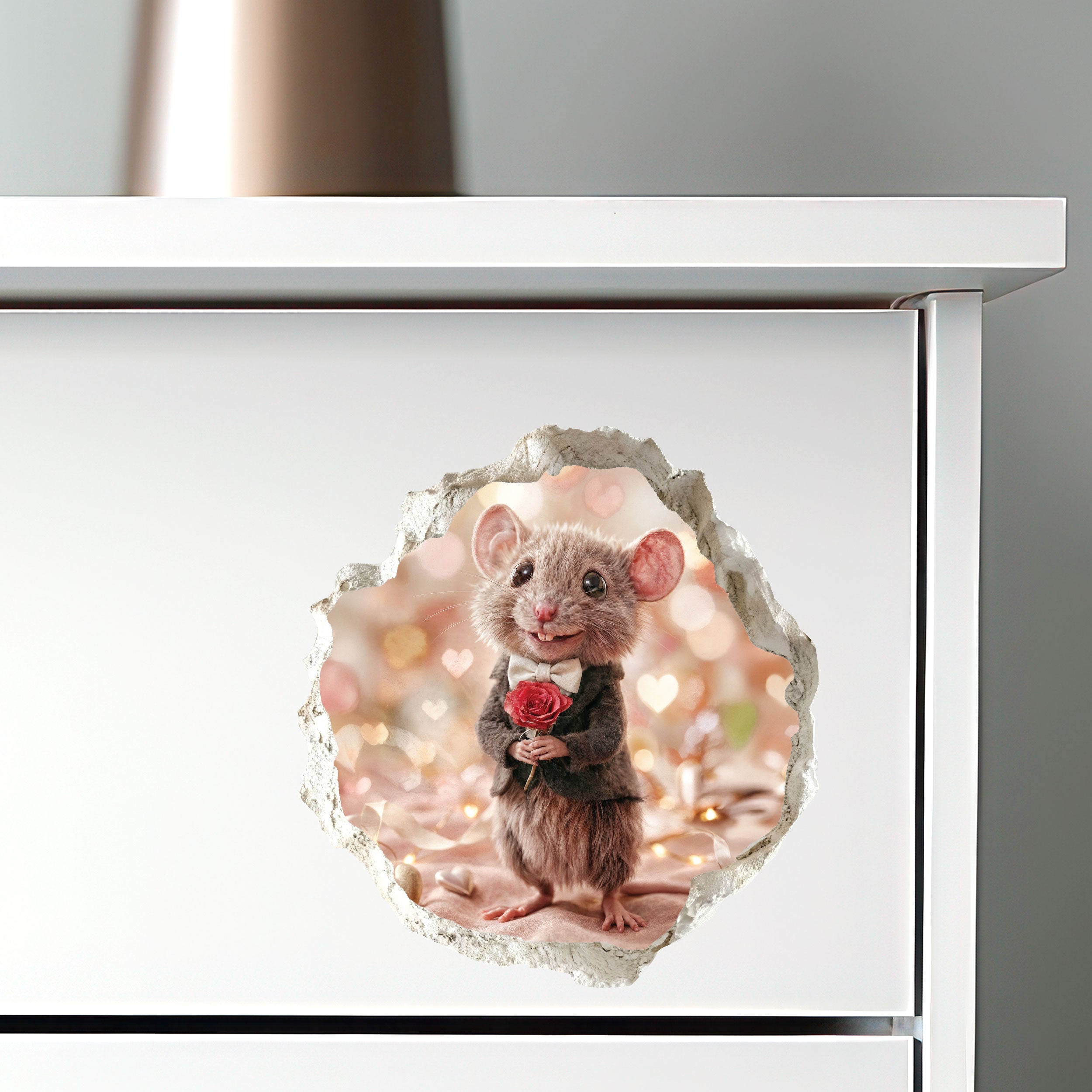 Valentine's Day Rose Mouse Hole Decal