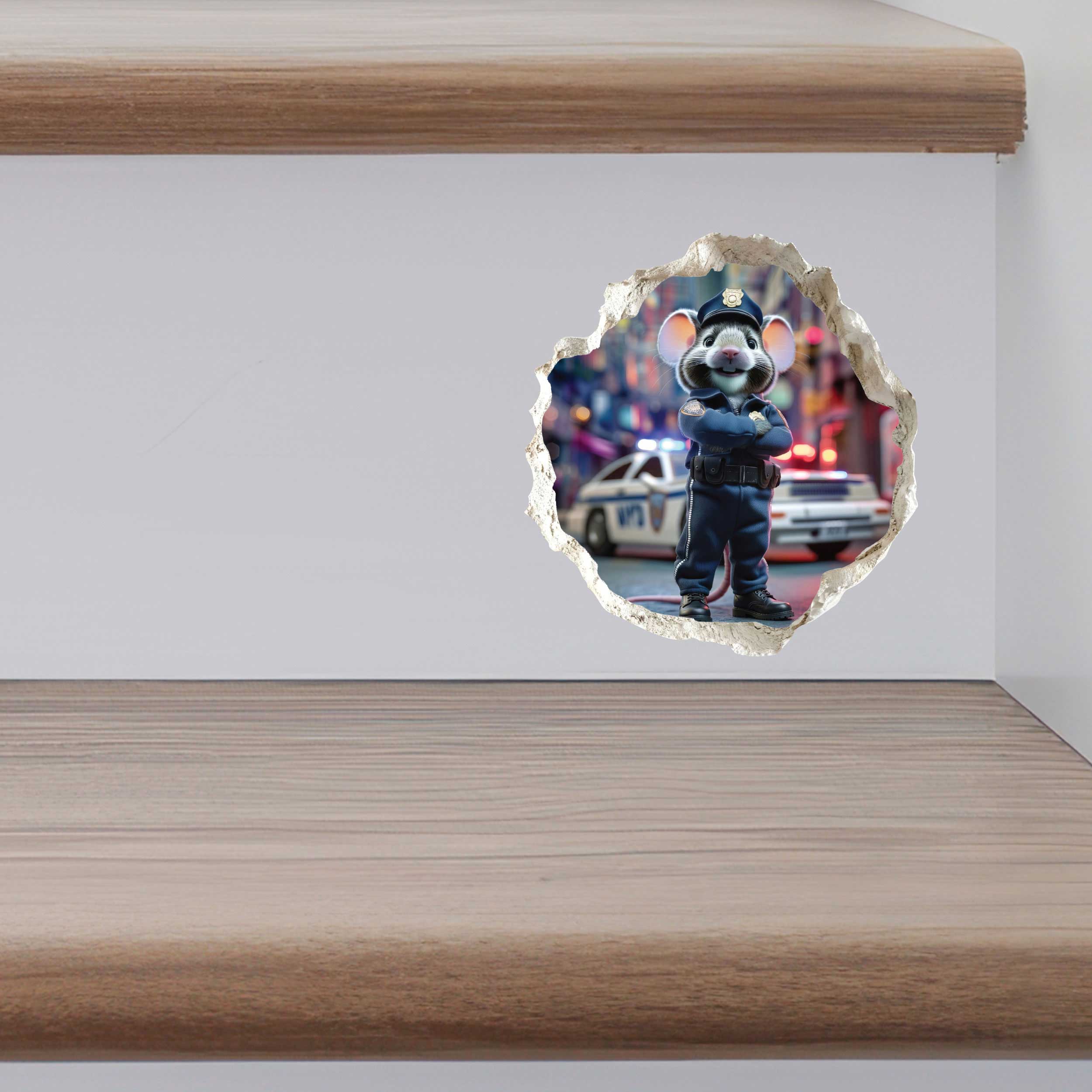Police Officer Mouse Hole Decal

