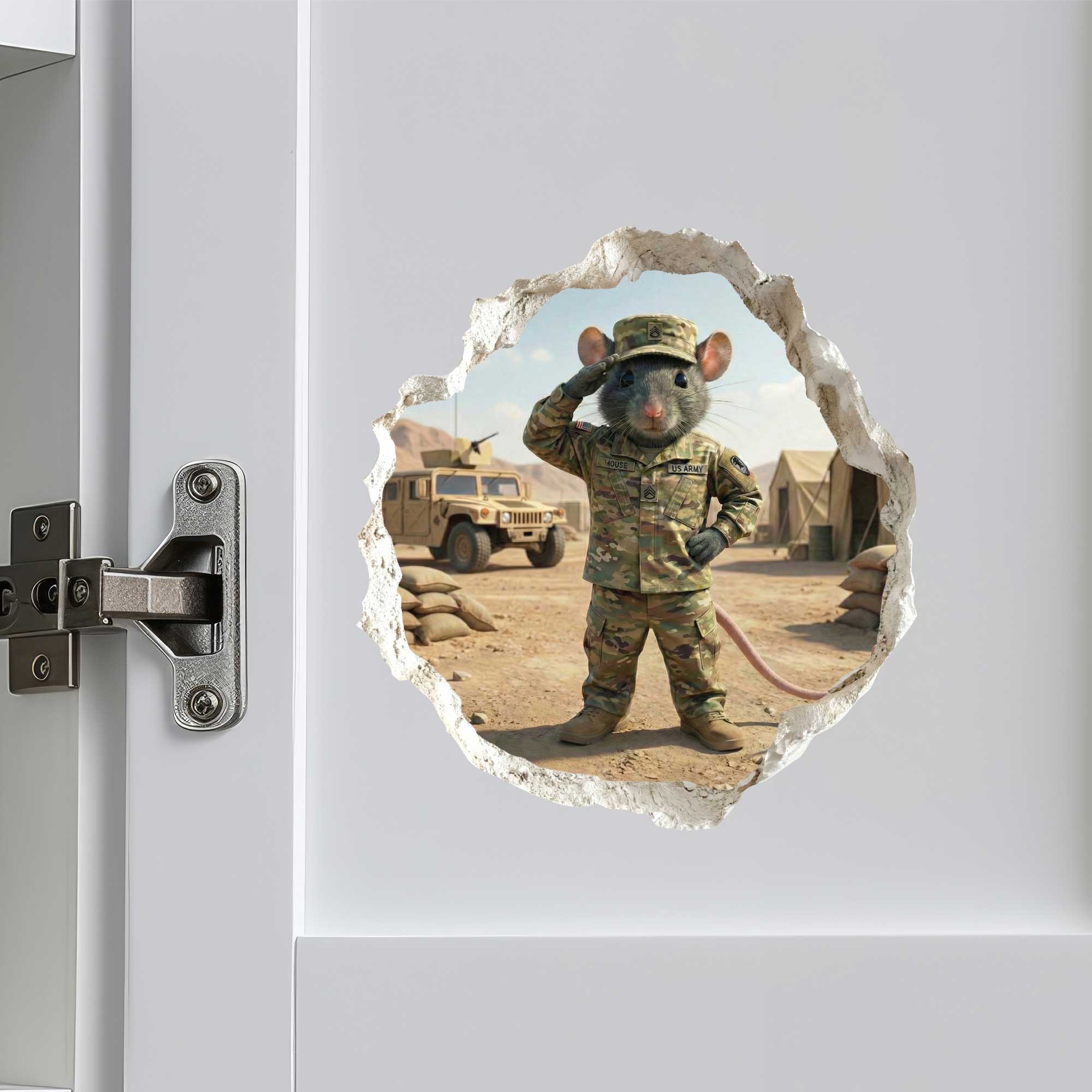 Army Soldier Mouse Hole Decal