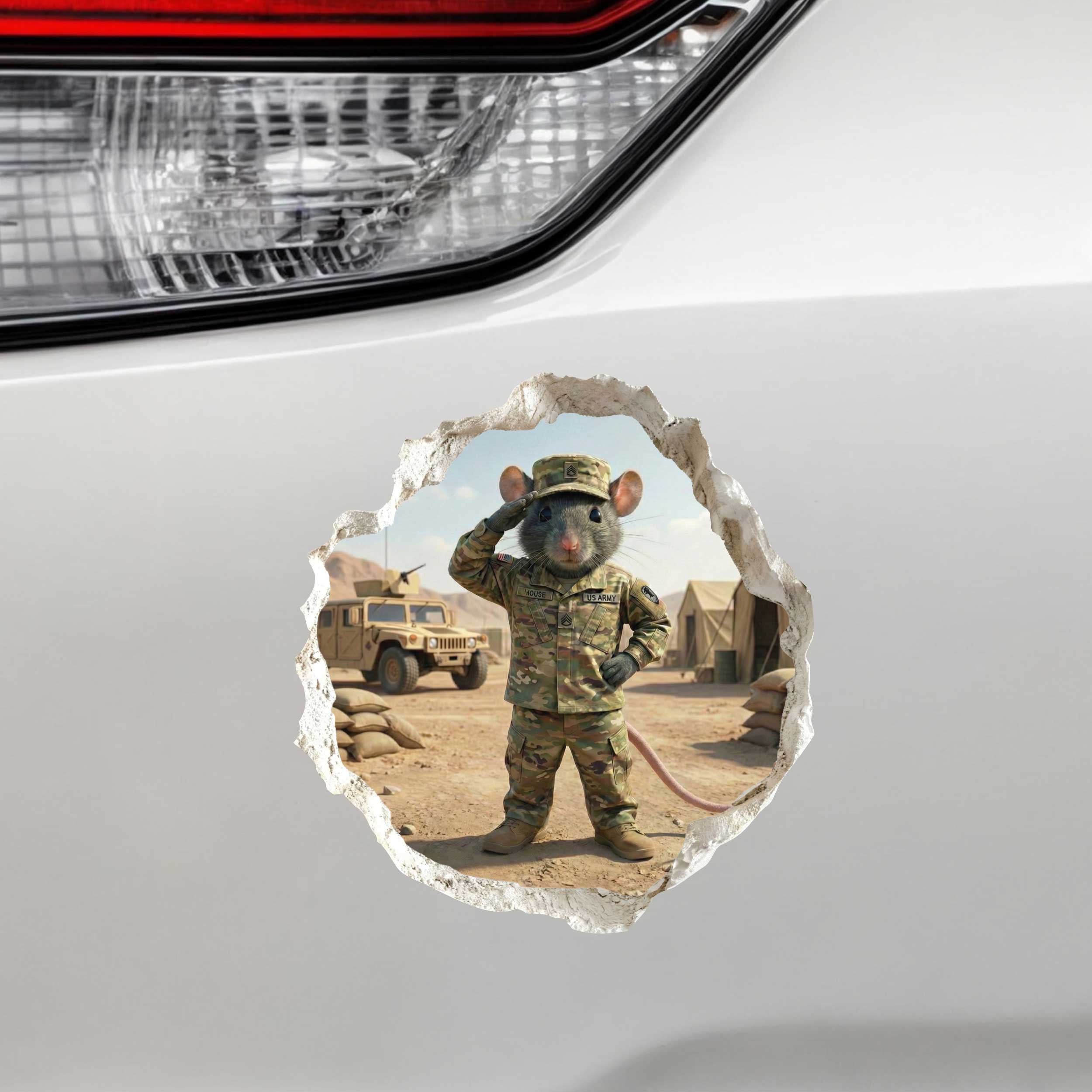 Army Soldier Mouse Hole Decal
