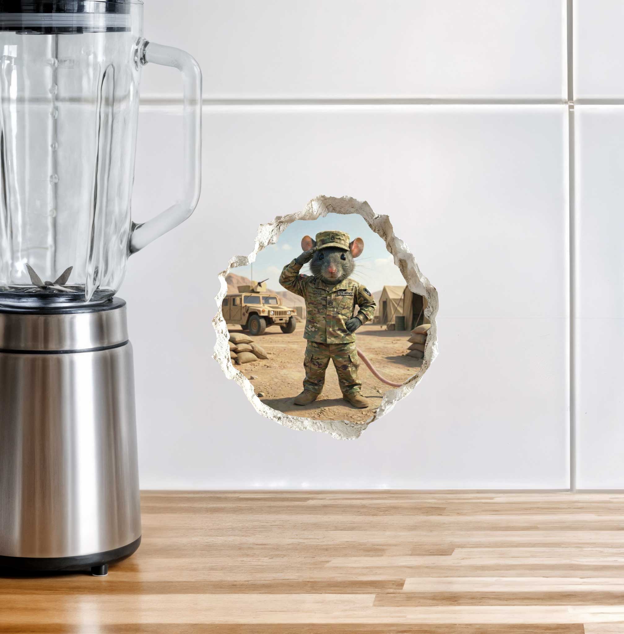 Army Soldier Mouse Hole Decal