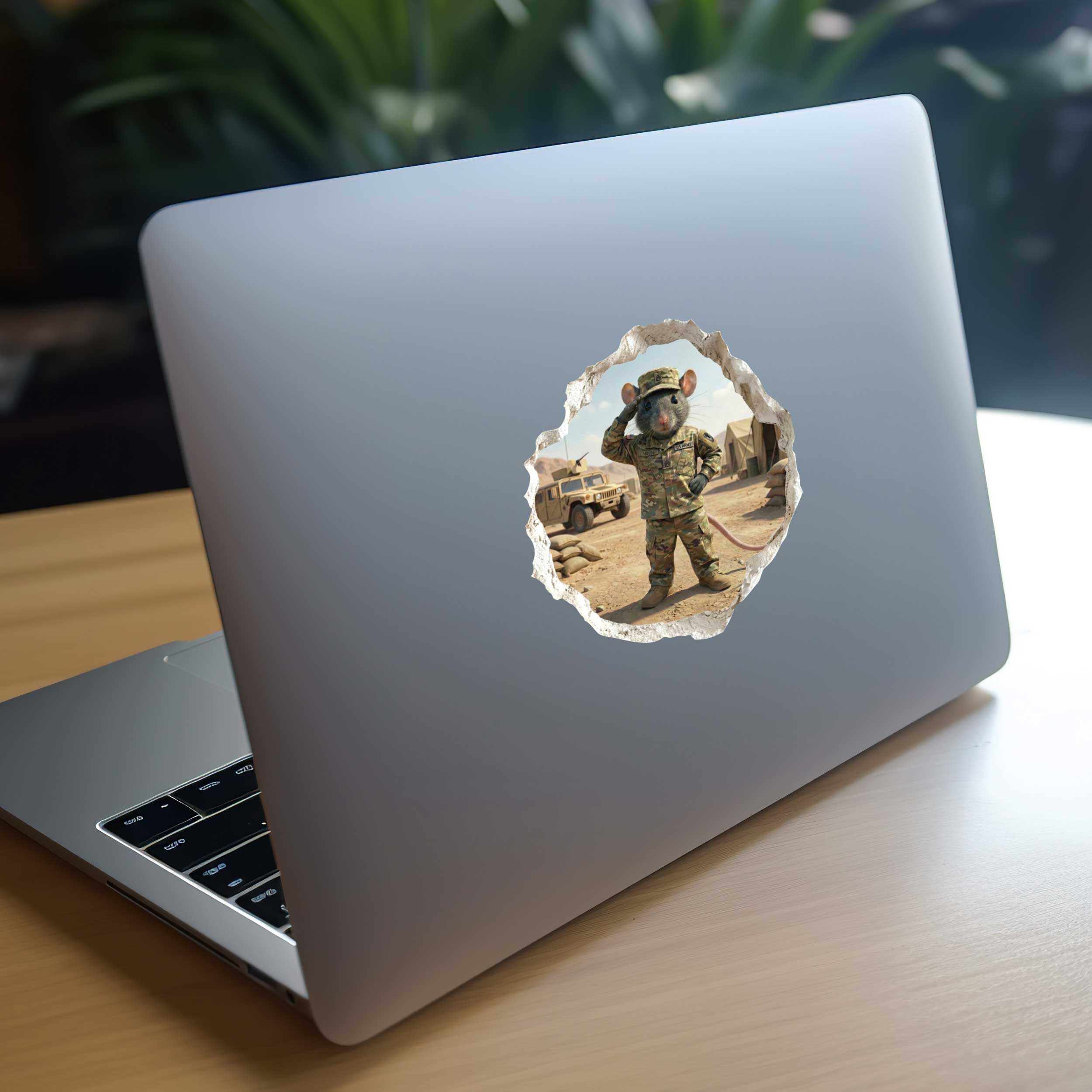 Army Soldier Mouse Hole Decal