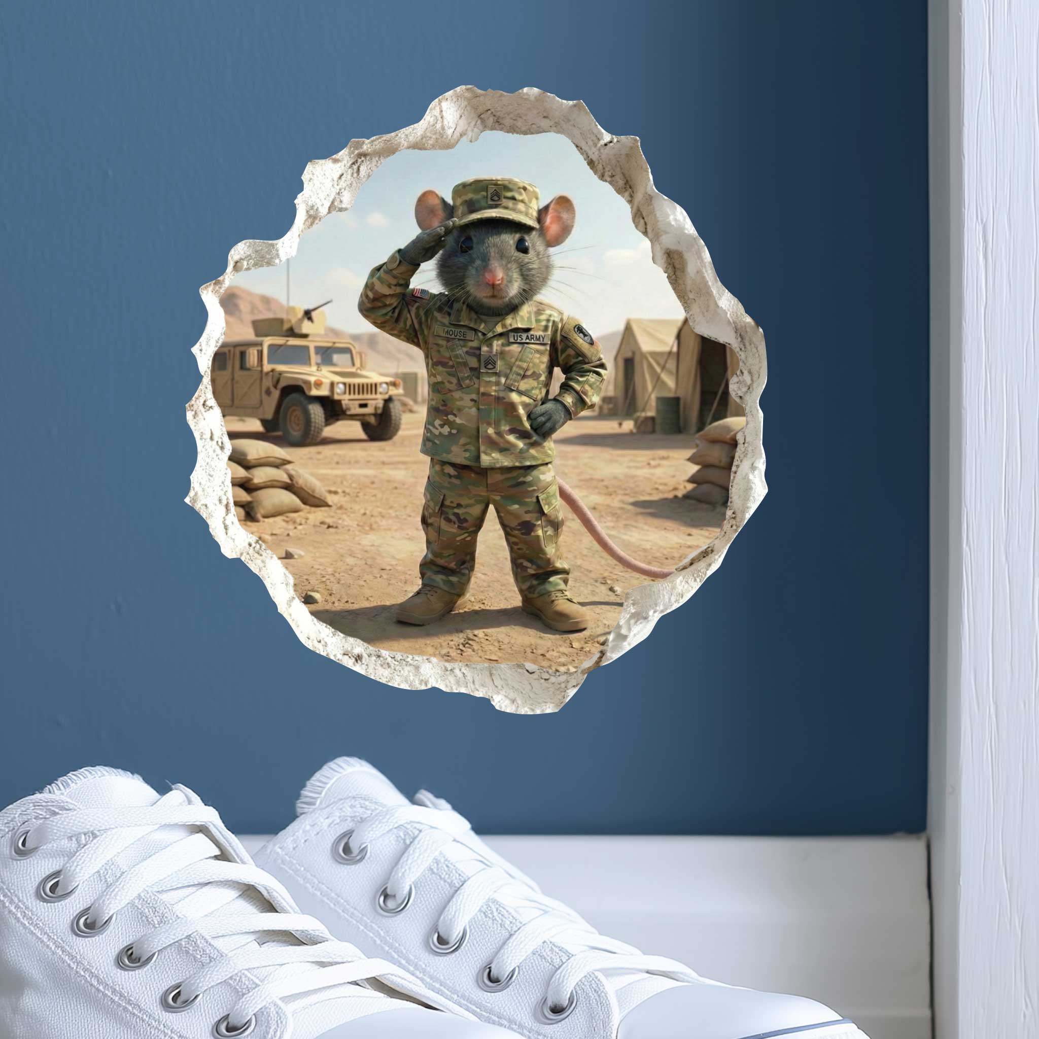Army Soldier Mouse Hole Decal