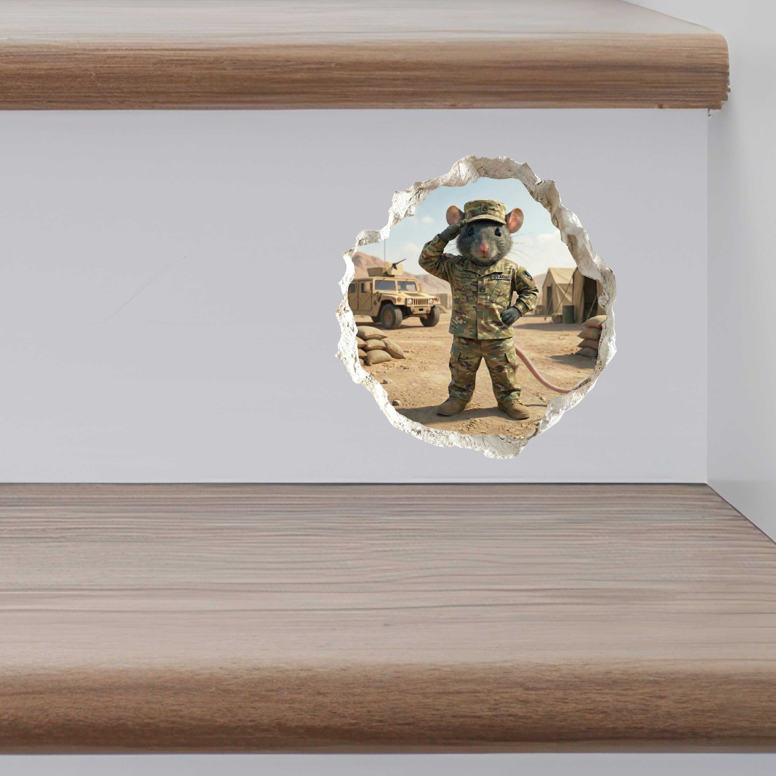 Army Soldier Mouse Hole Decal