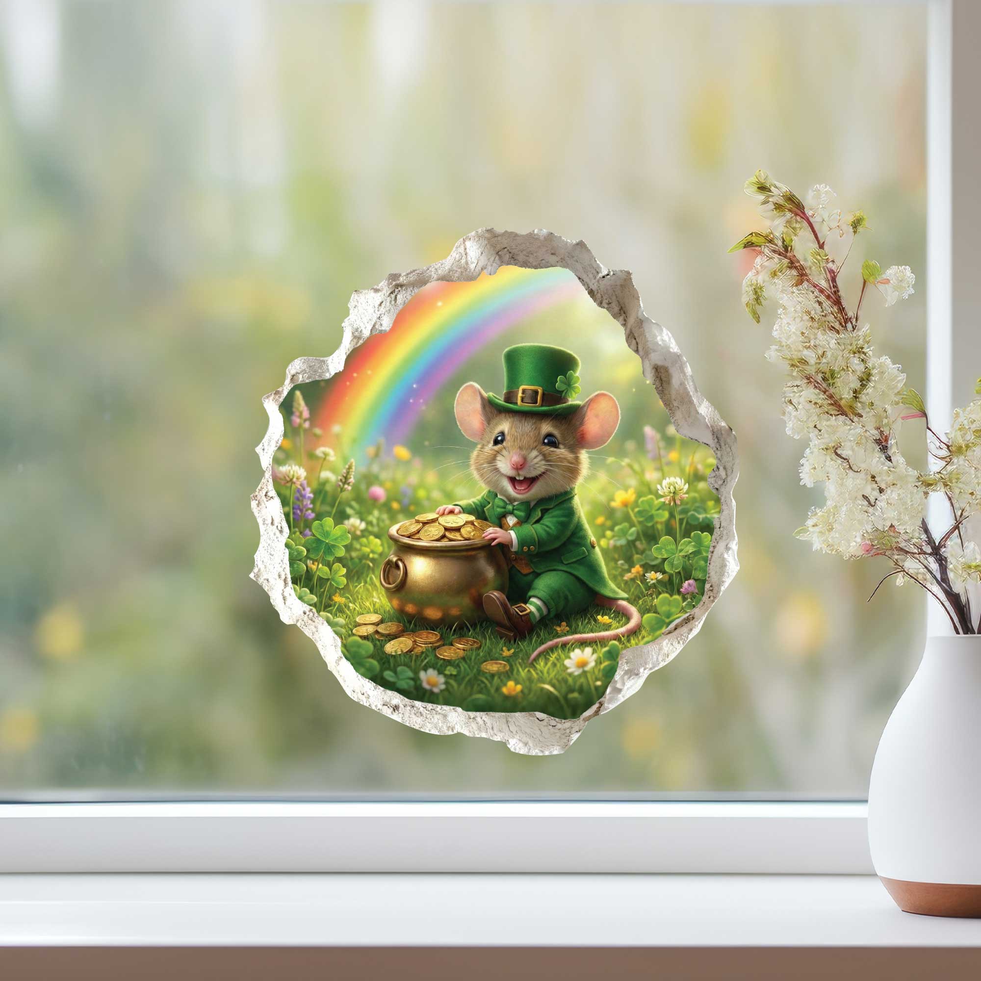 Saint Patrick's Day Leprechaun Mouse Hole Decal