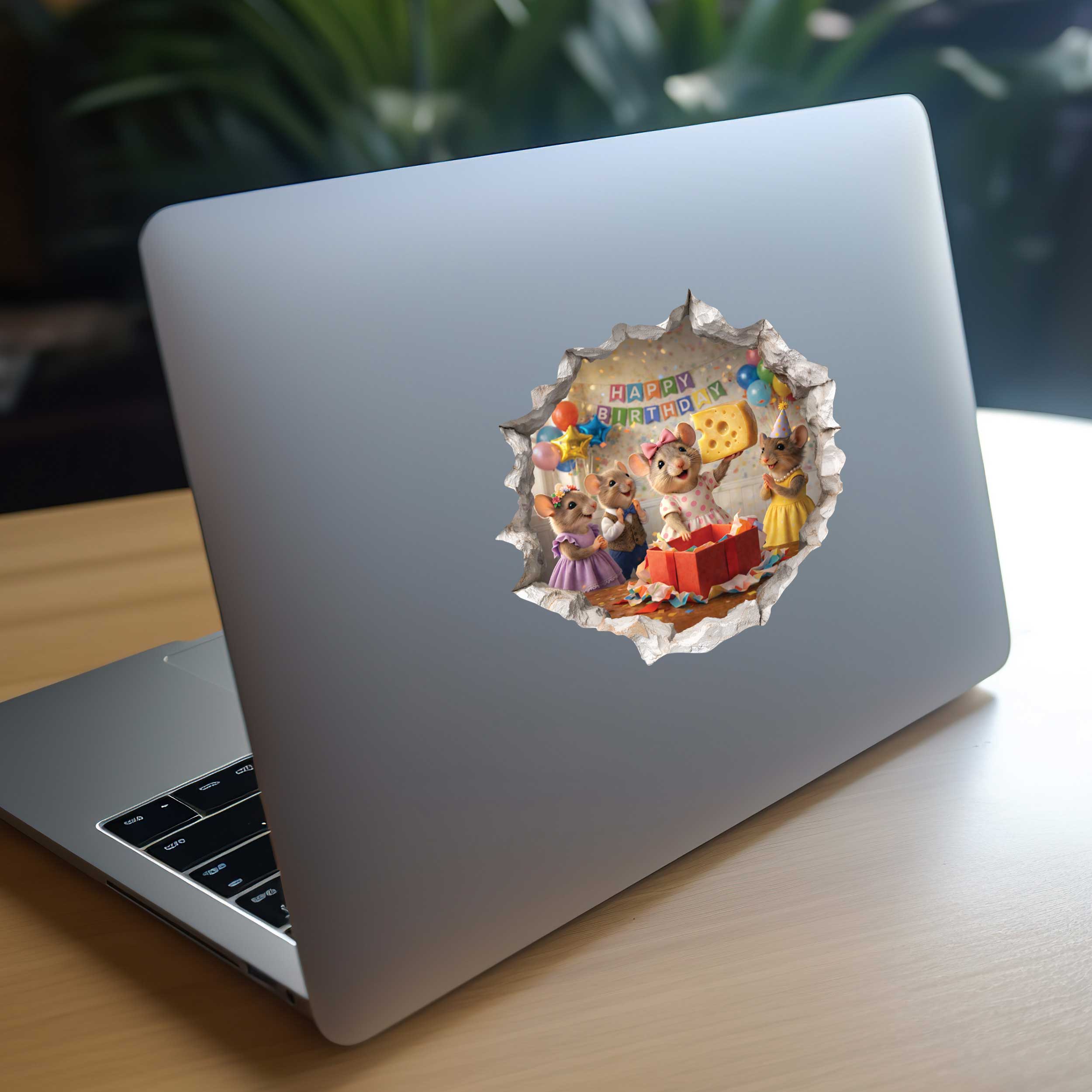 Birthday Present Surprise Mouse Hole Decal