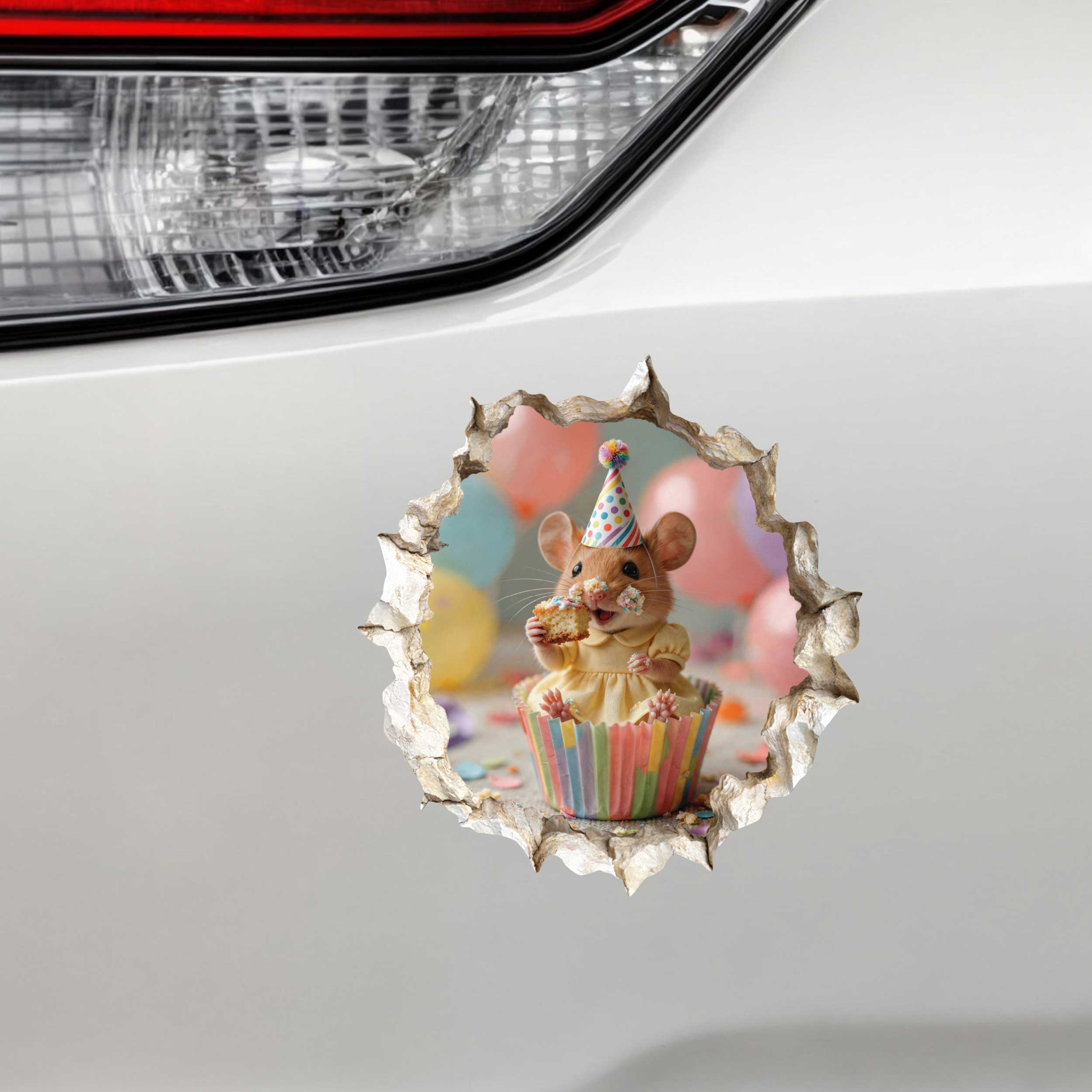 Birthday Cupcake Cutie Mouse Hole Decal