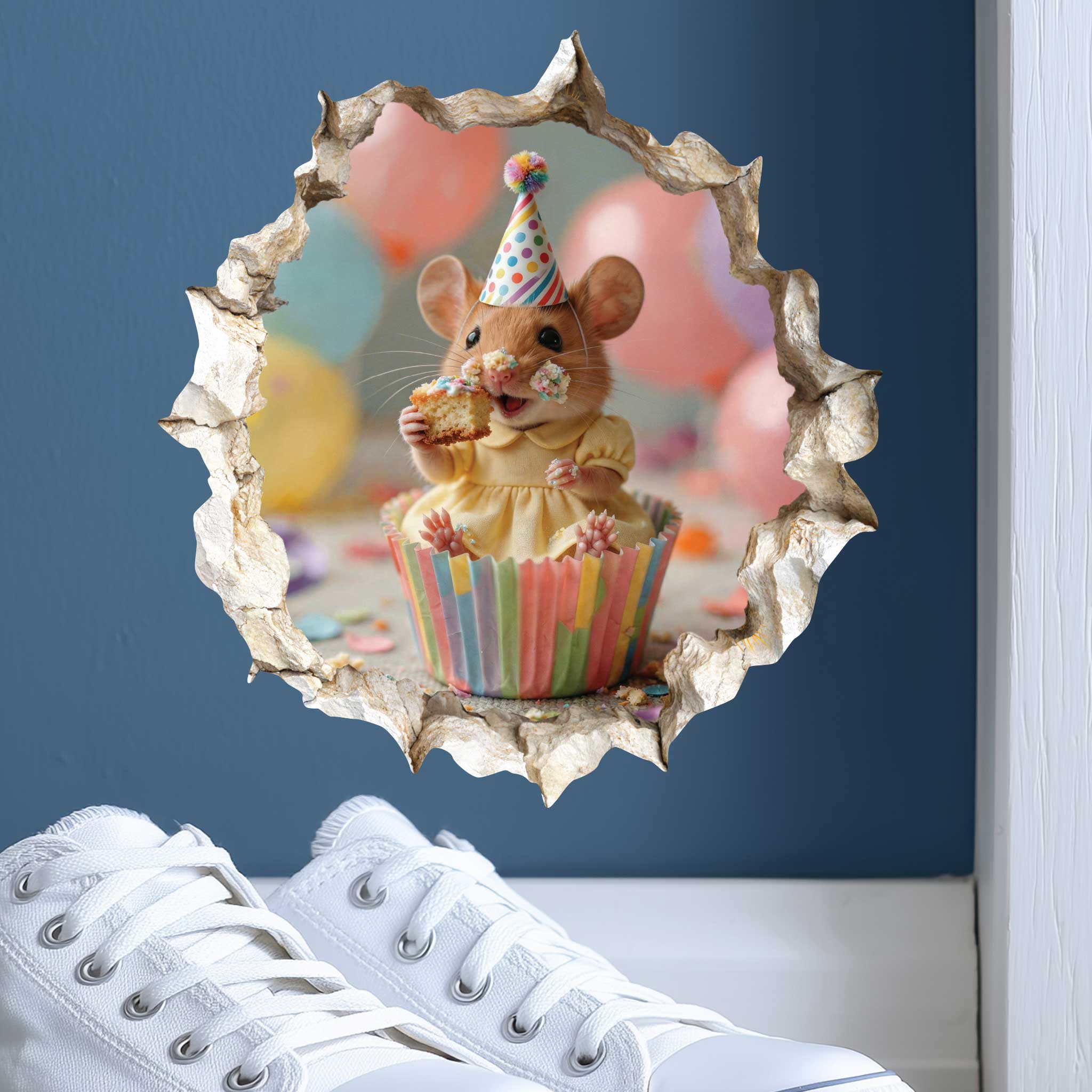 Birthday Cupcake Cutie Mouse Hole Decal