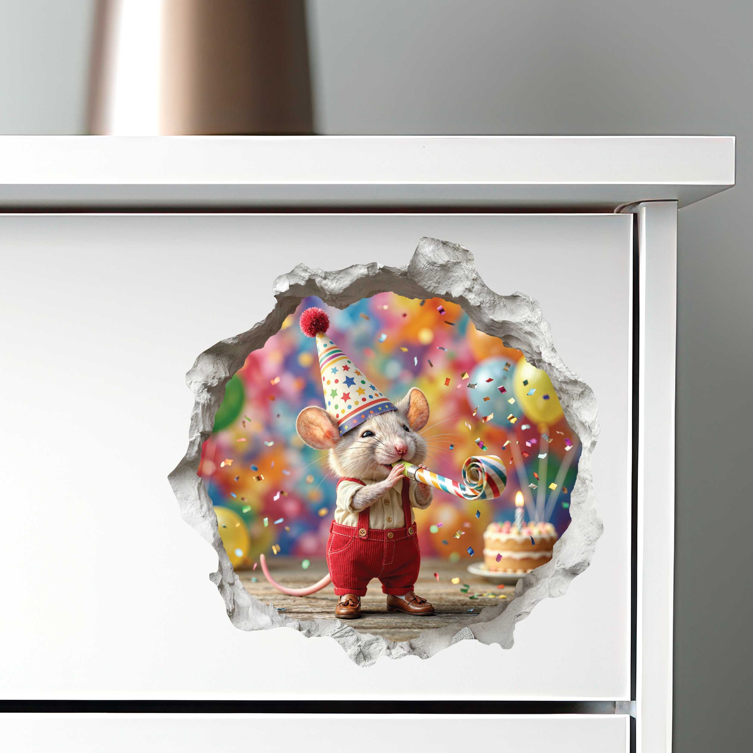 Birthday Celebration Mouse Hole Decal