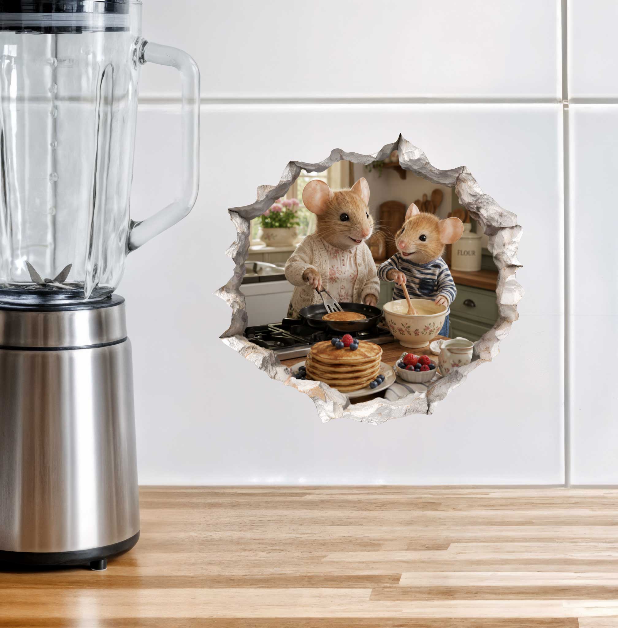 Grandson and Grandma Pancake Breakfast Mouse Hole Decal
