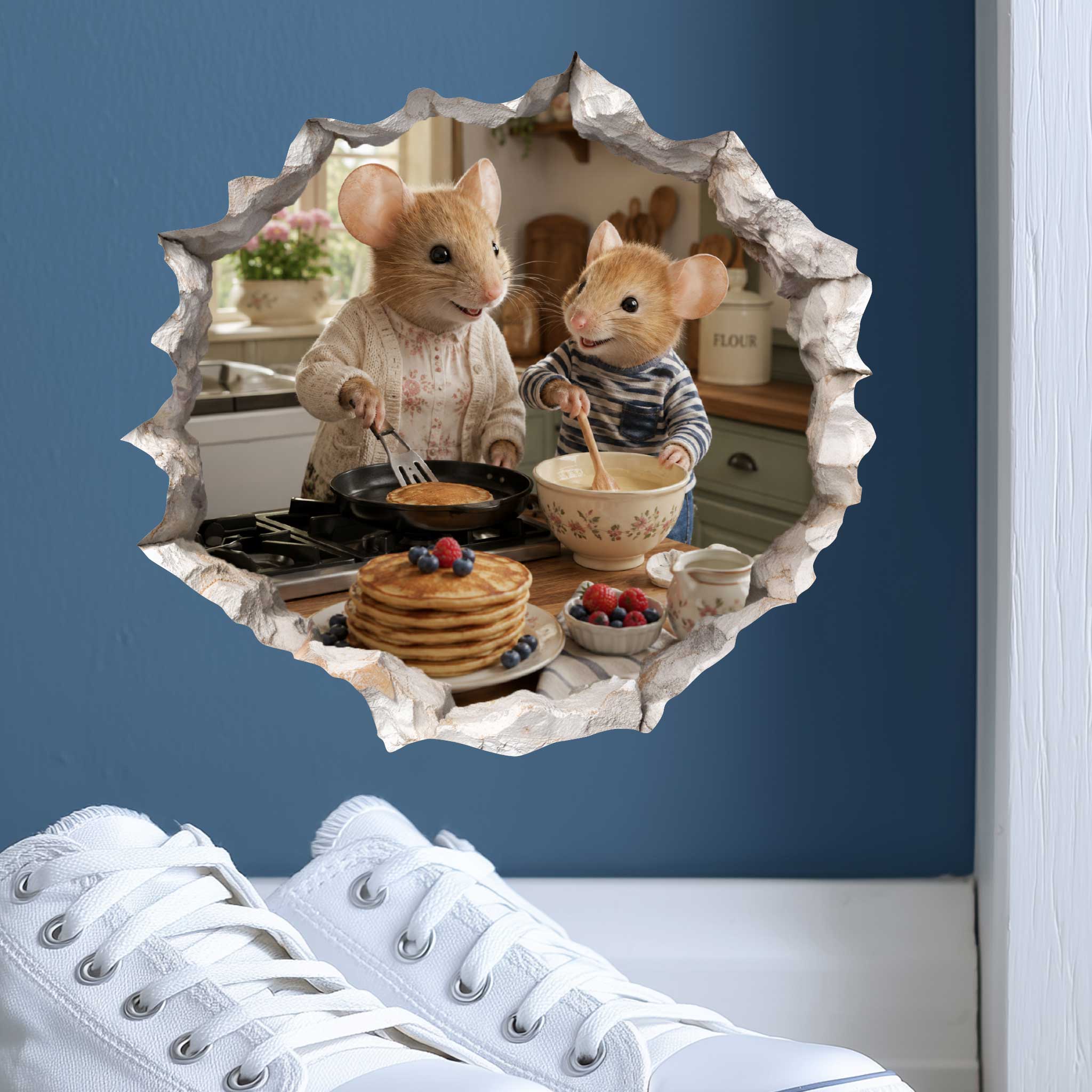 Grandson and Grandma Pancake Breakfast Mouse Hole Decal