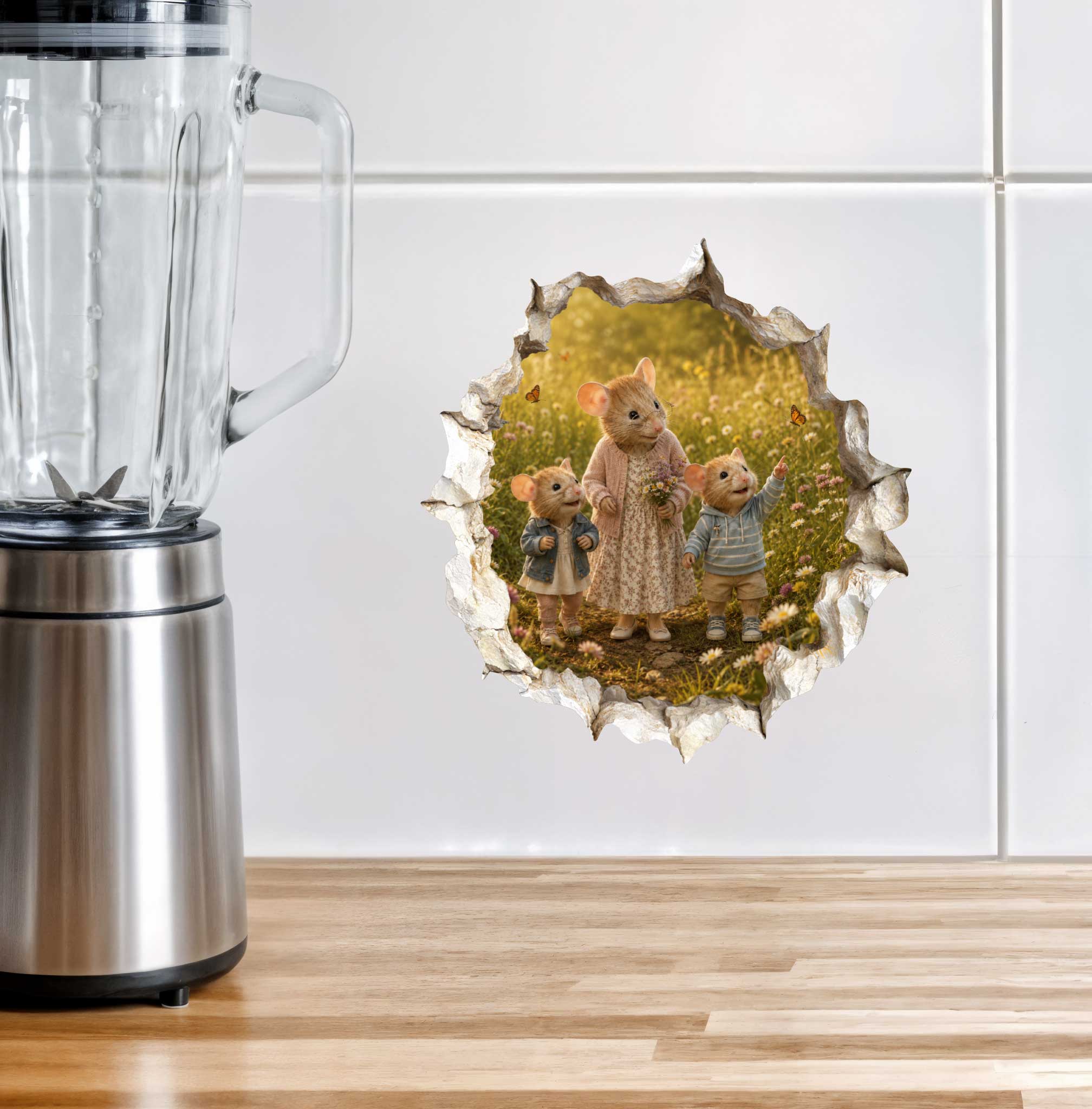 Grandkids and Grandma Nature Walk Mouse Hole Decal