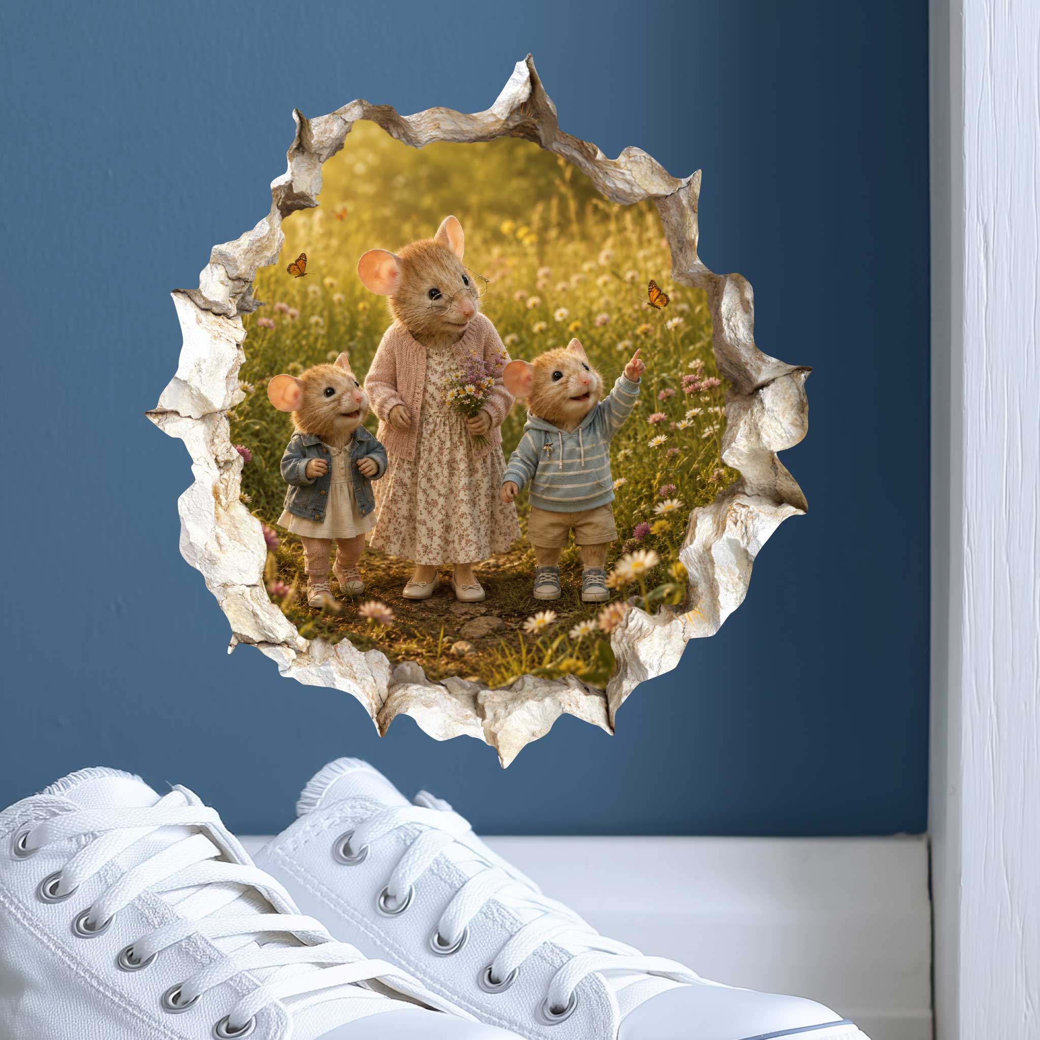 Grandkids and Grandma Nature Walk Mouse Hole Decal