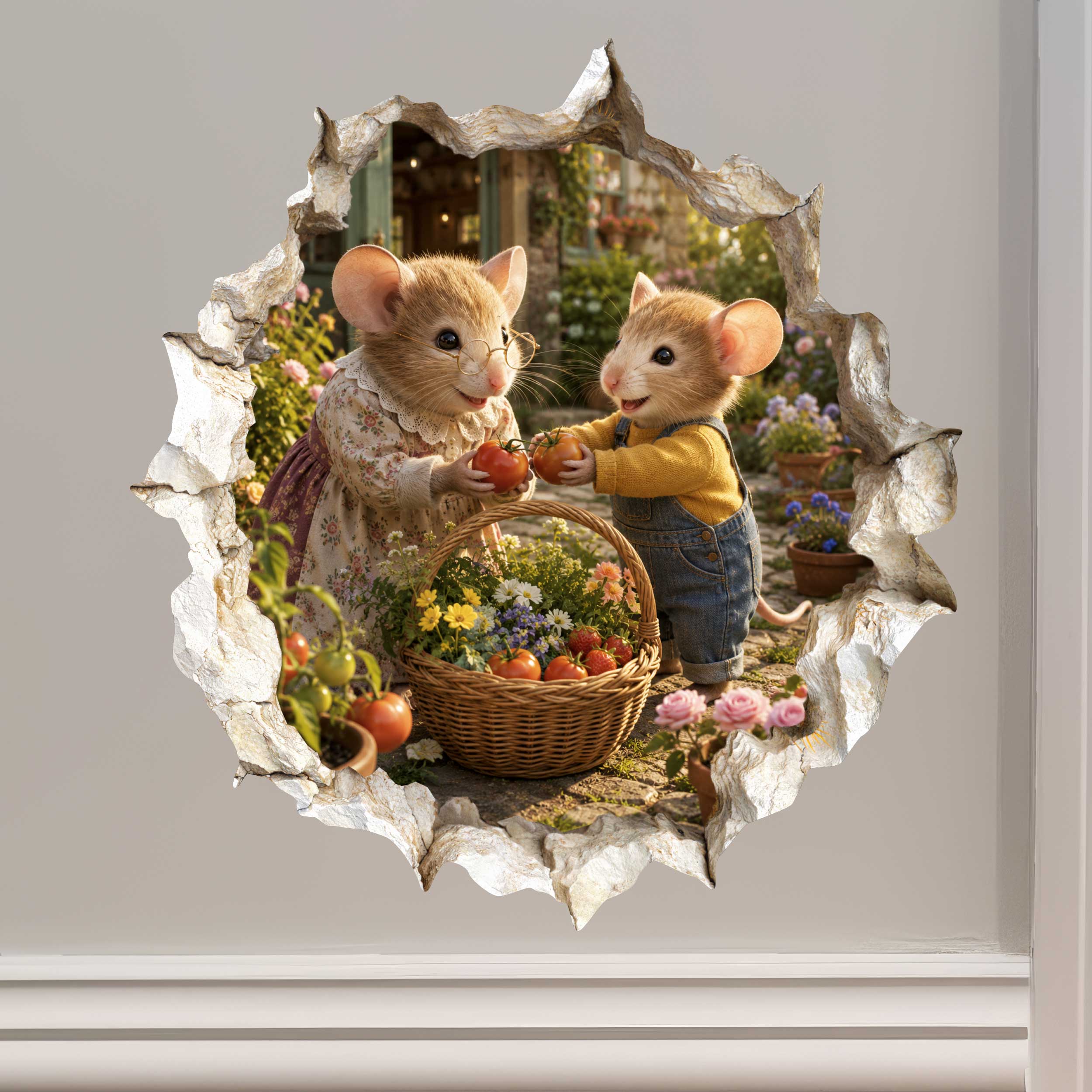 Grandson and Grandma Garden Harvest Mouse Hole Decal