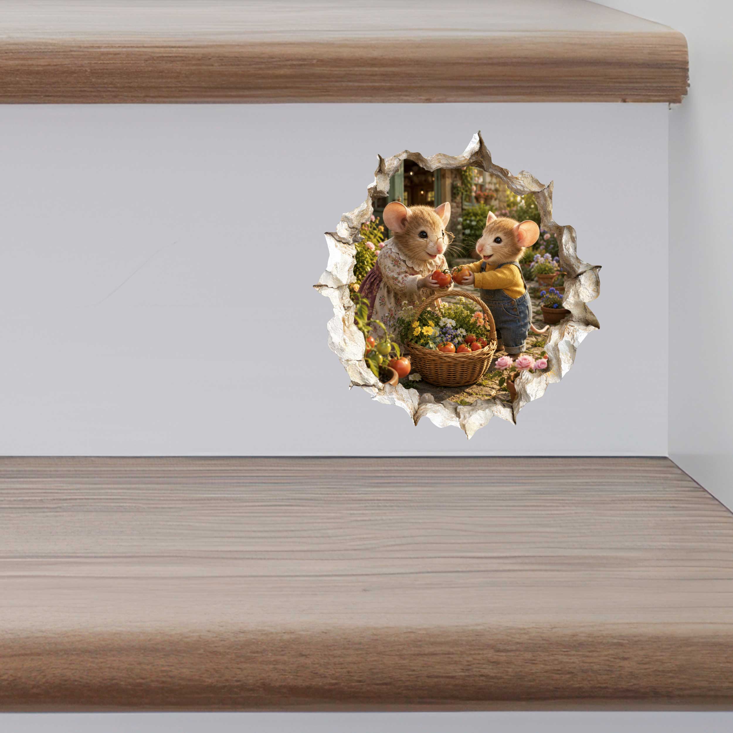 Grandson and Grandma Garden Harvest Mouse Hole Decal