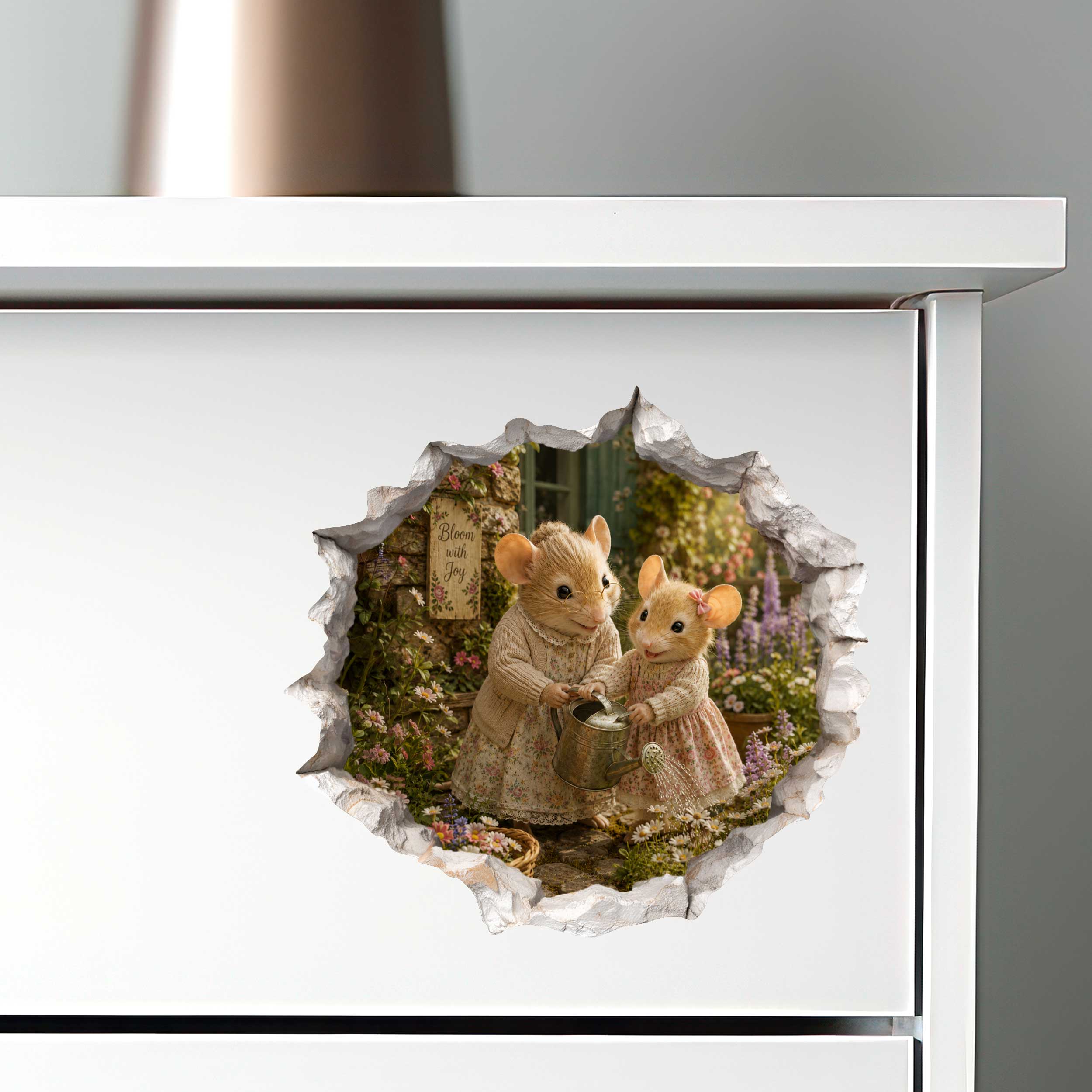 Granddaughter and Grandma Garden Helper Mouse Hole Decal
