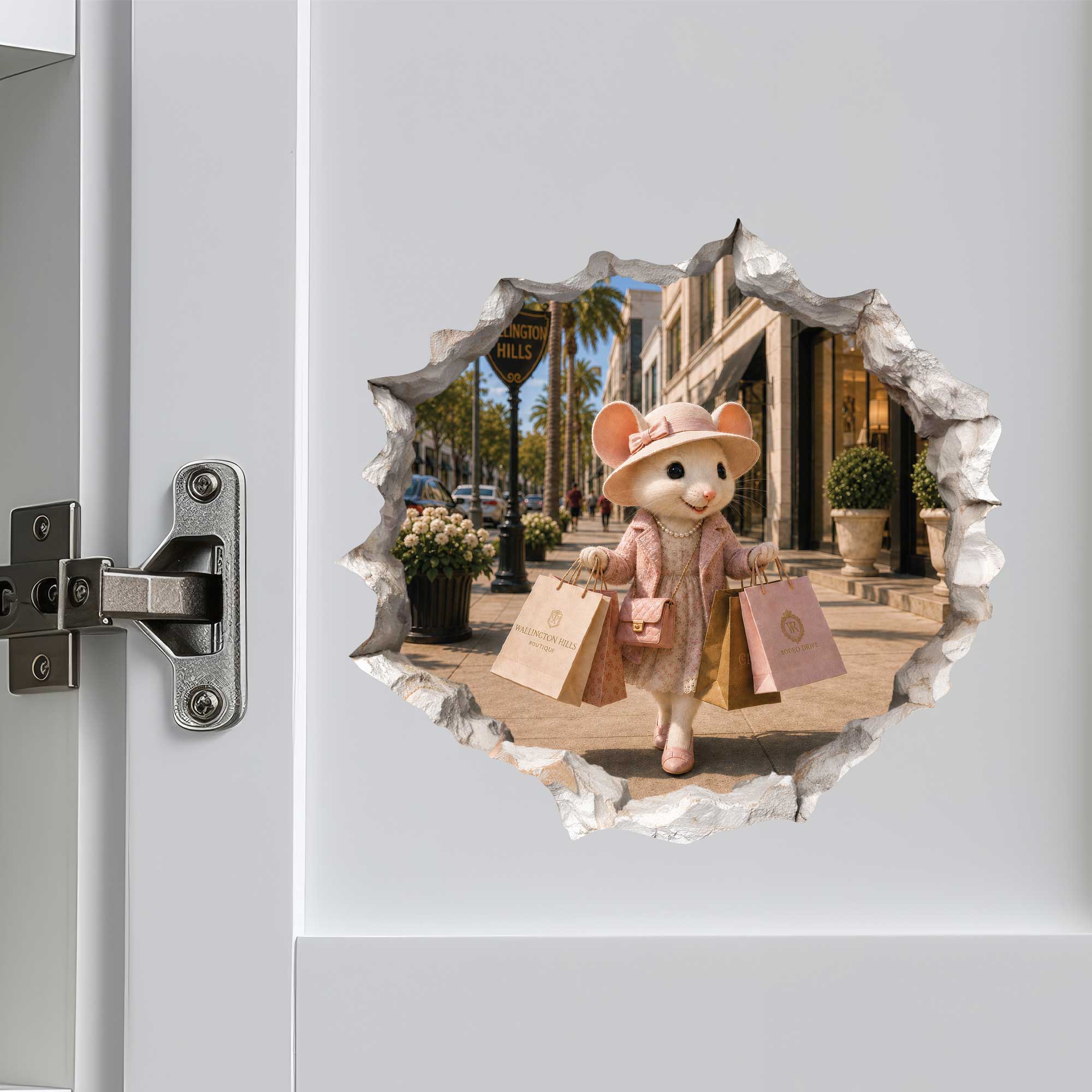 Shopping Shopper Girl Mouse Hole Decal