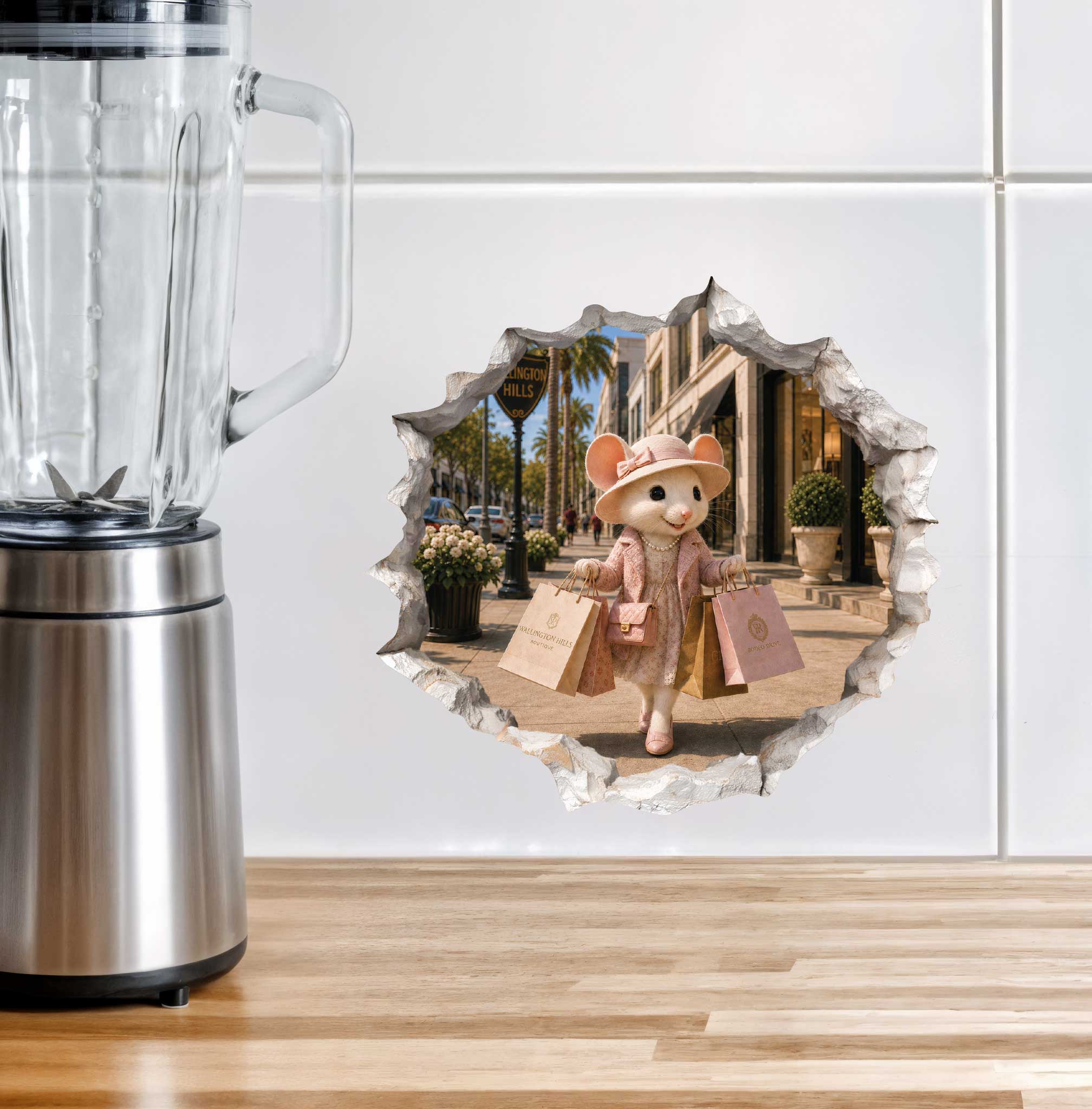 Shopping Shopper Girl Mouse Hole Decal