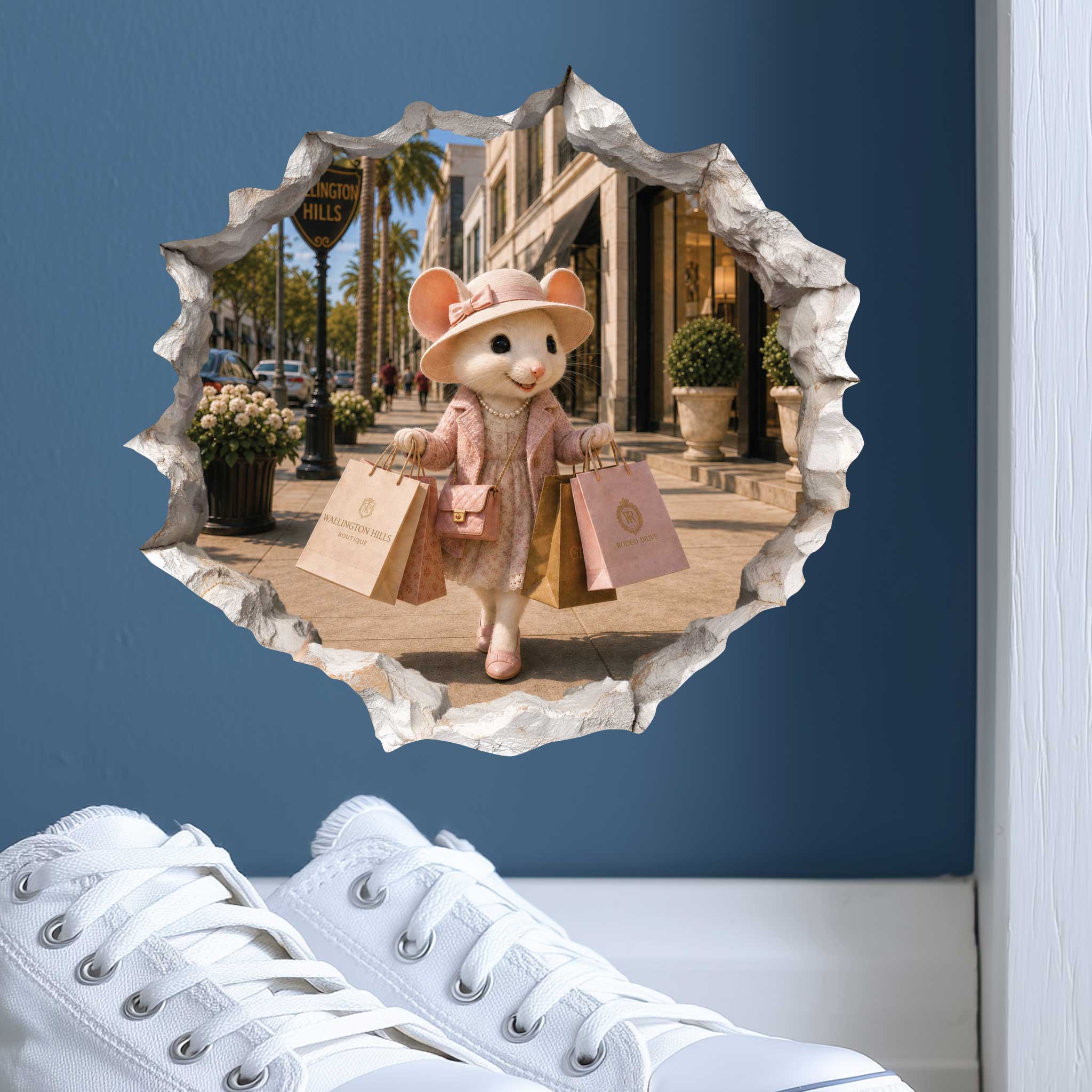Shopping Shopper Girl Mouse Hole Decal