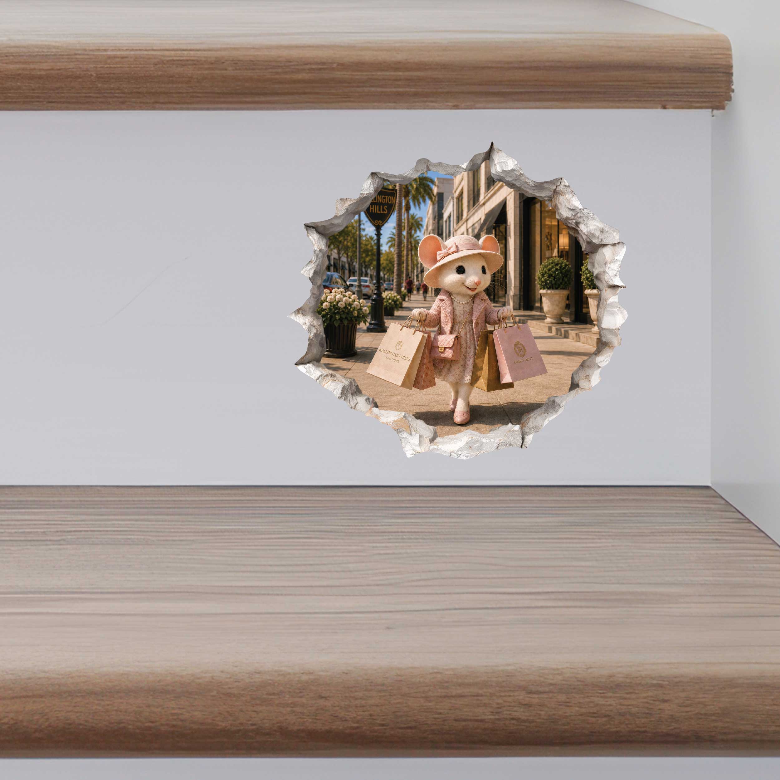 Shopping Shopper Girl Mouse Hole Decal