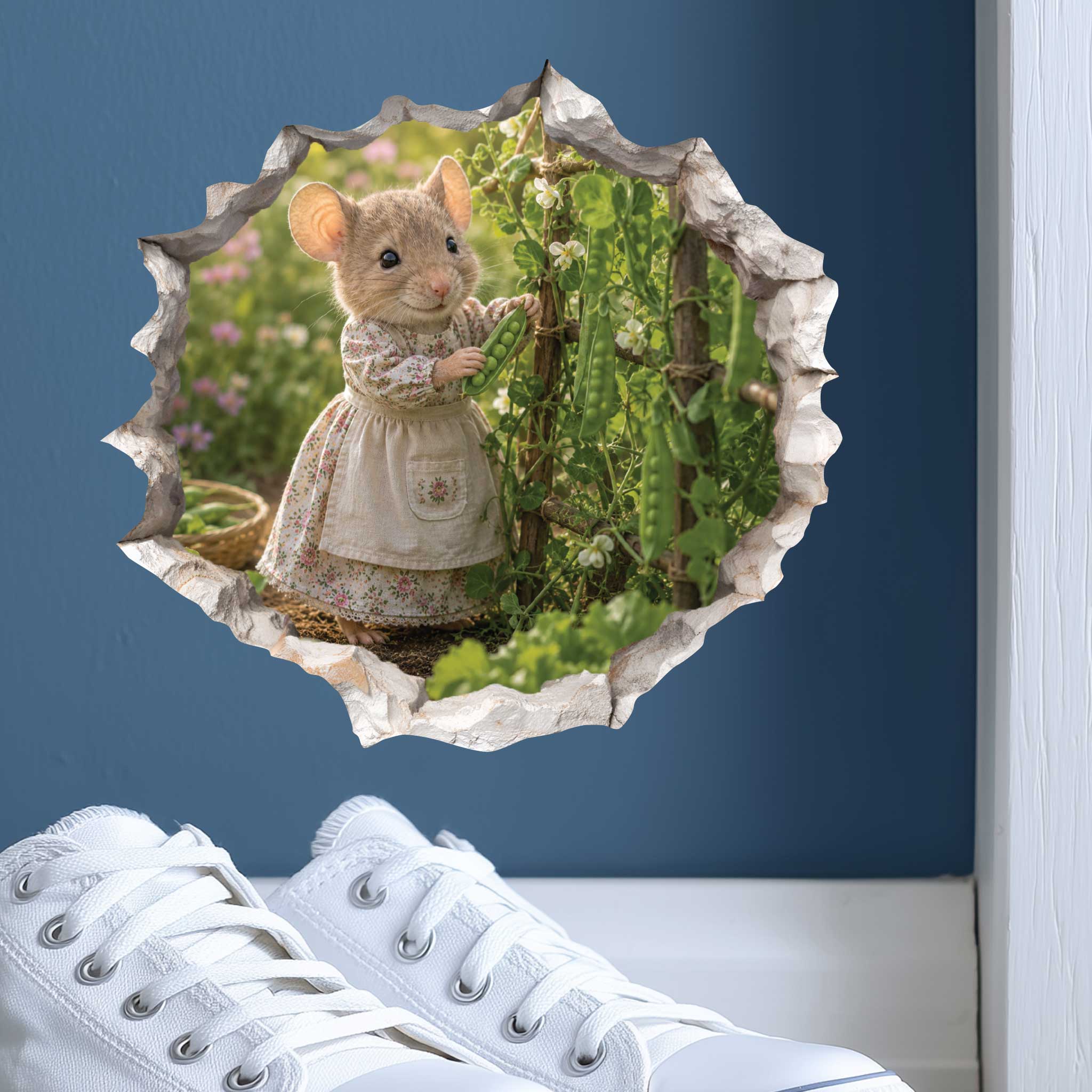 Sweet Pea Garden Girl Mouse Hole Decal