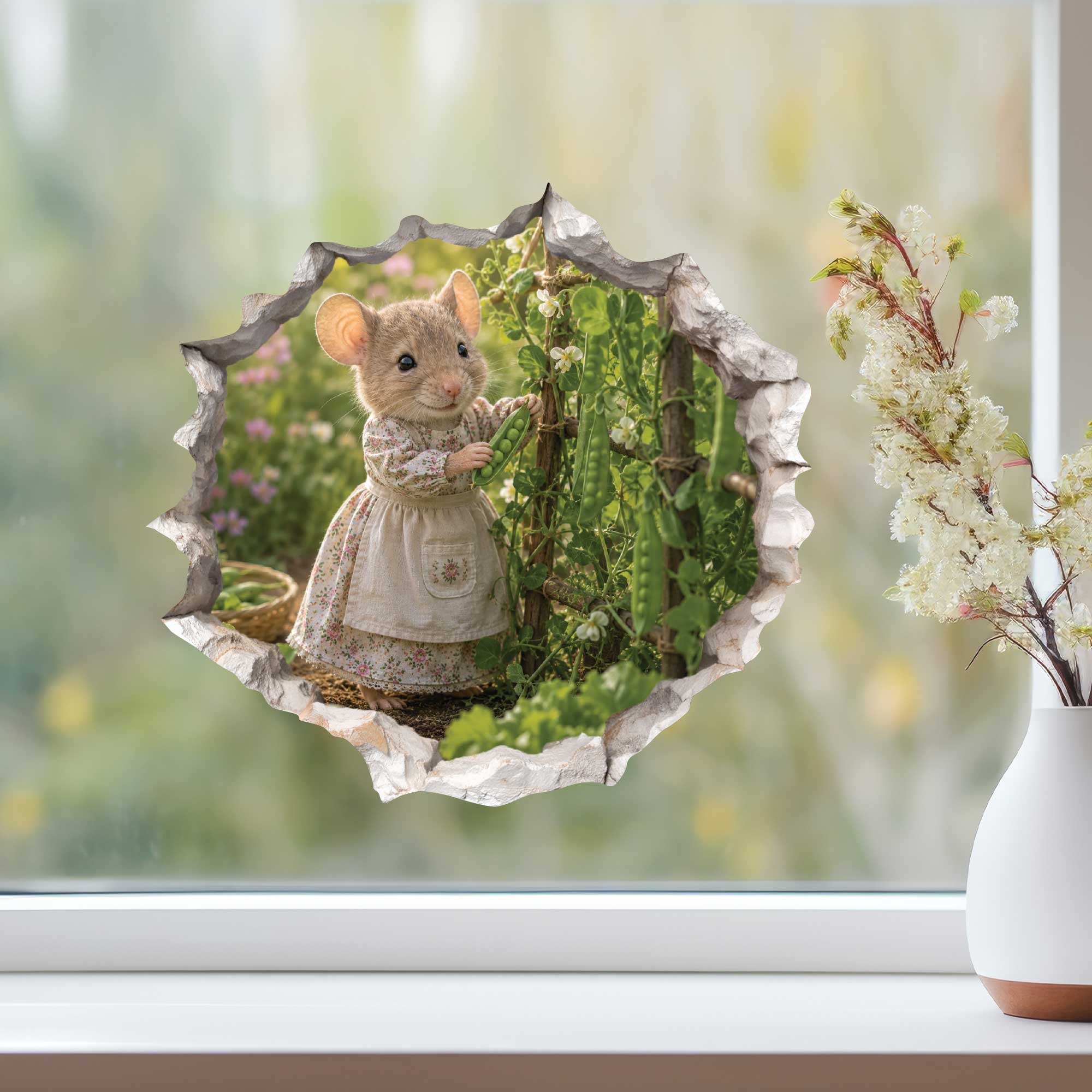 Sweet Pea Garden Girl Mouse Hole Decal