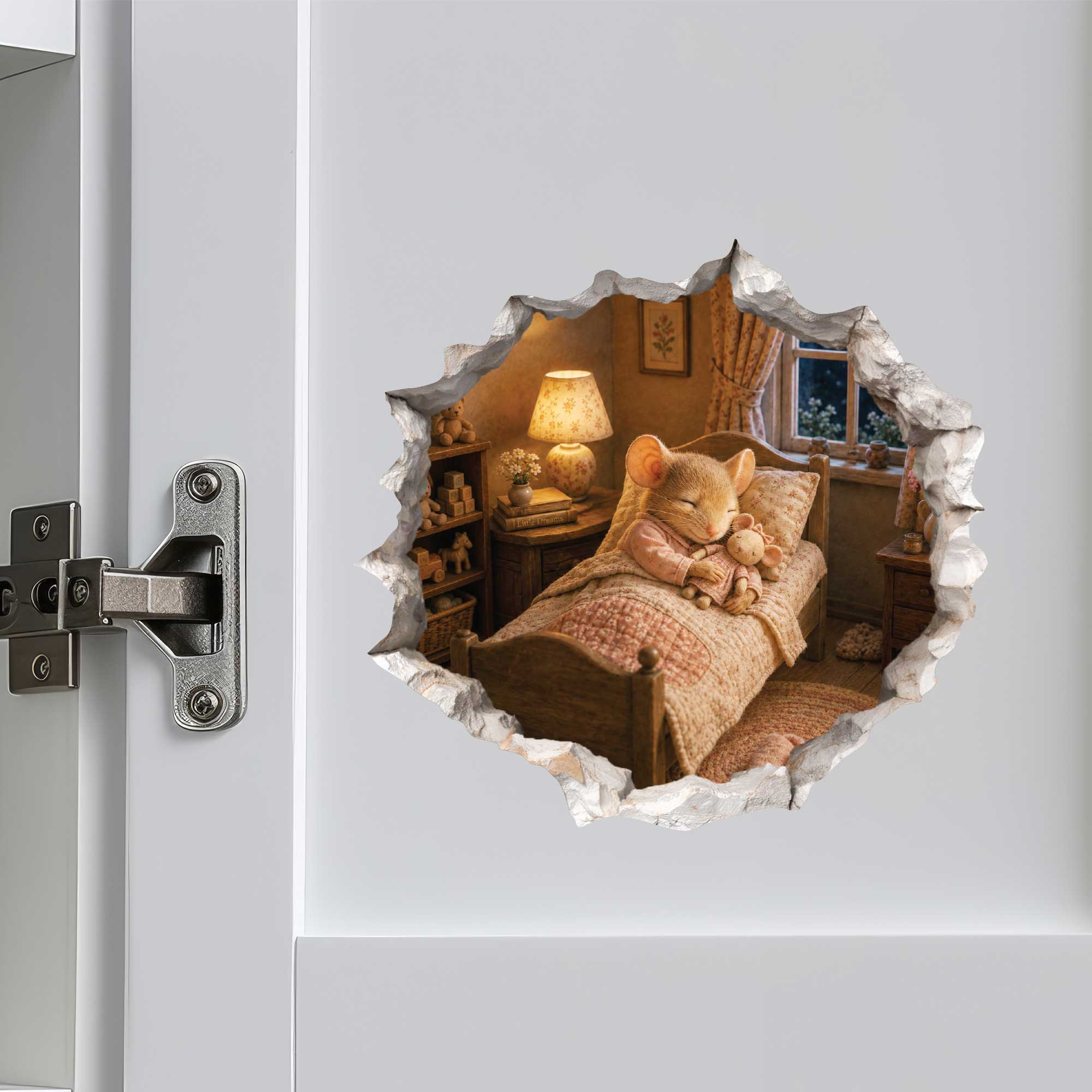 Sleeping Girl Mouse Hole Decal