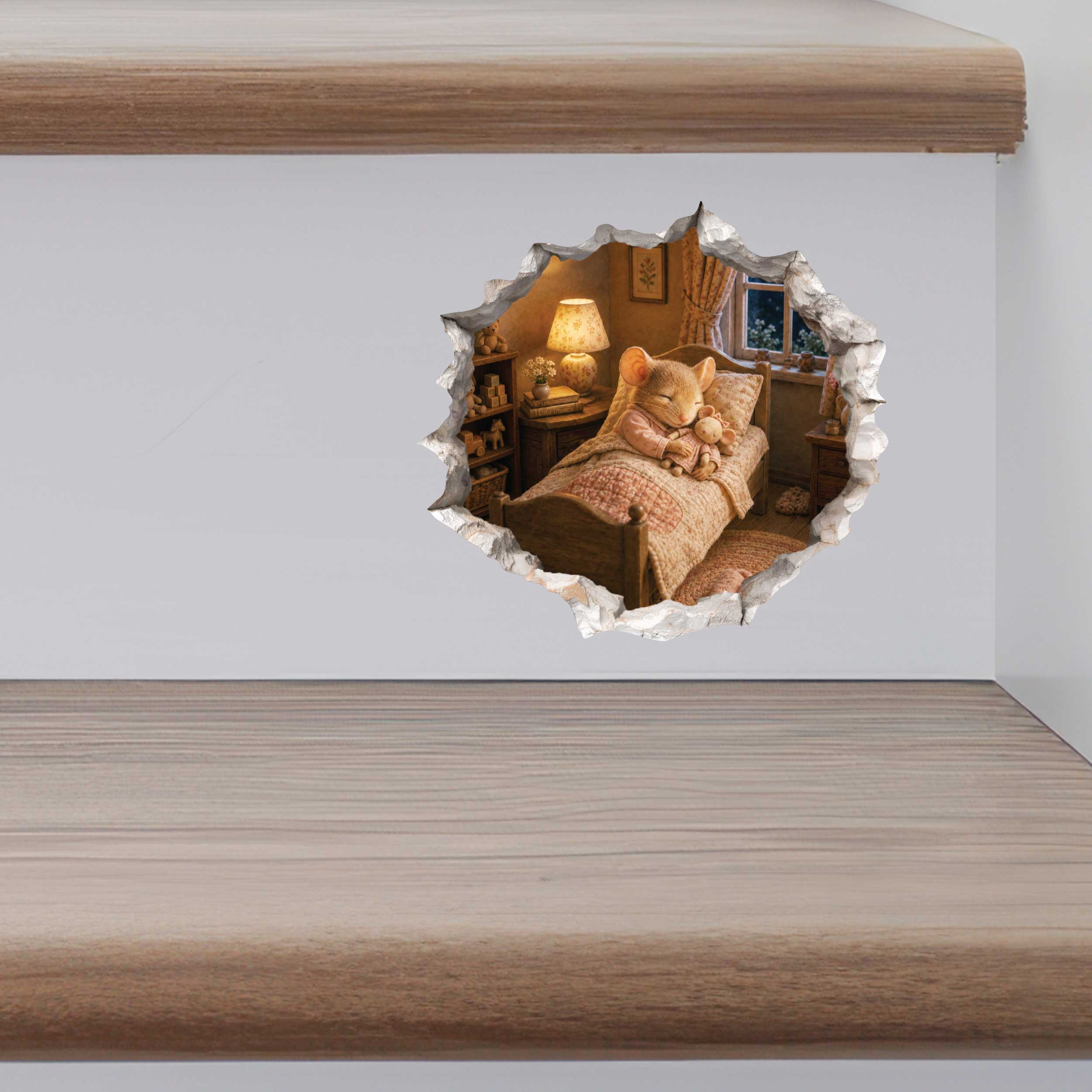 Sleeping Girl Mouse Hole Decal