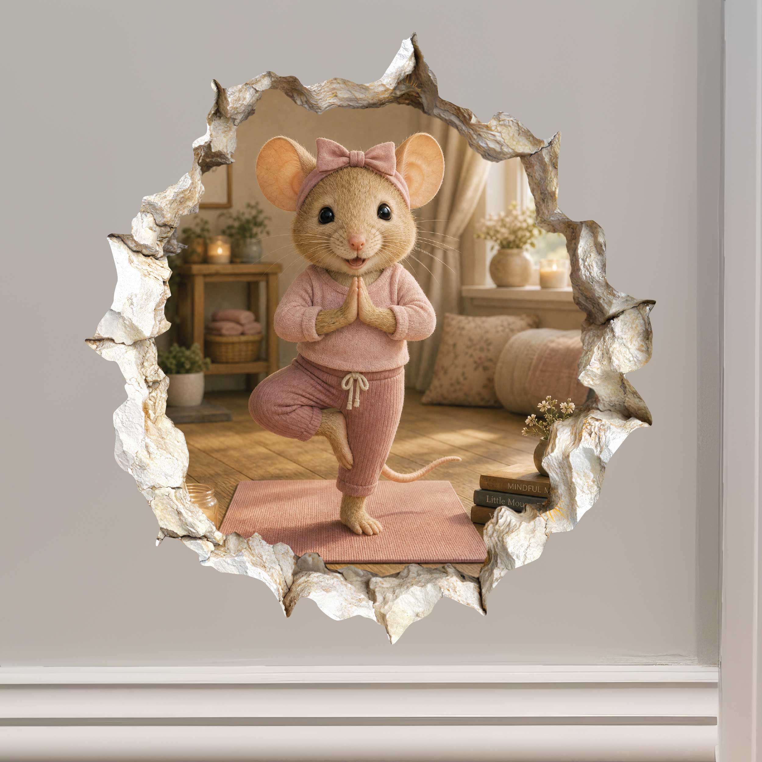 Yoga Girl Mouse Hole Decal