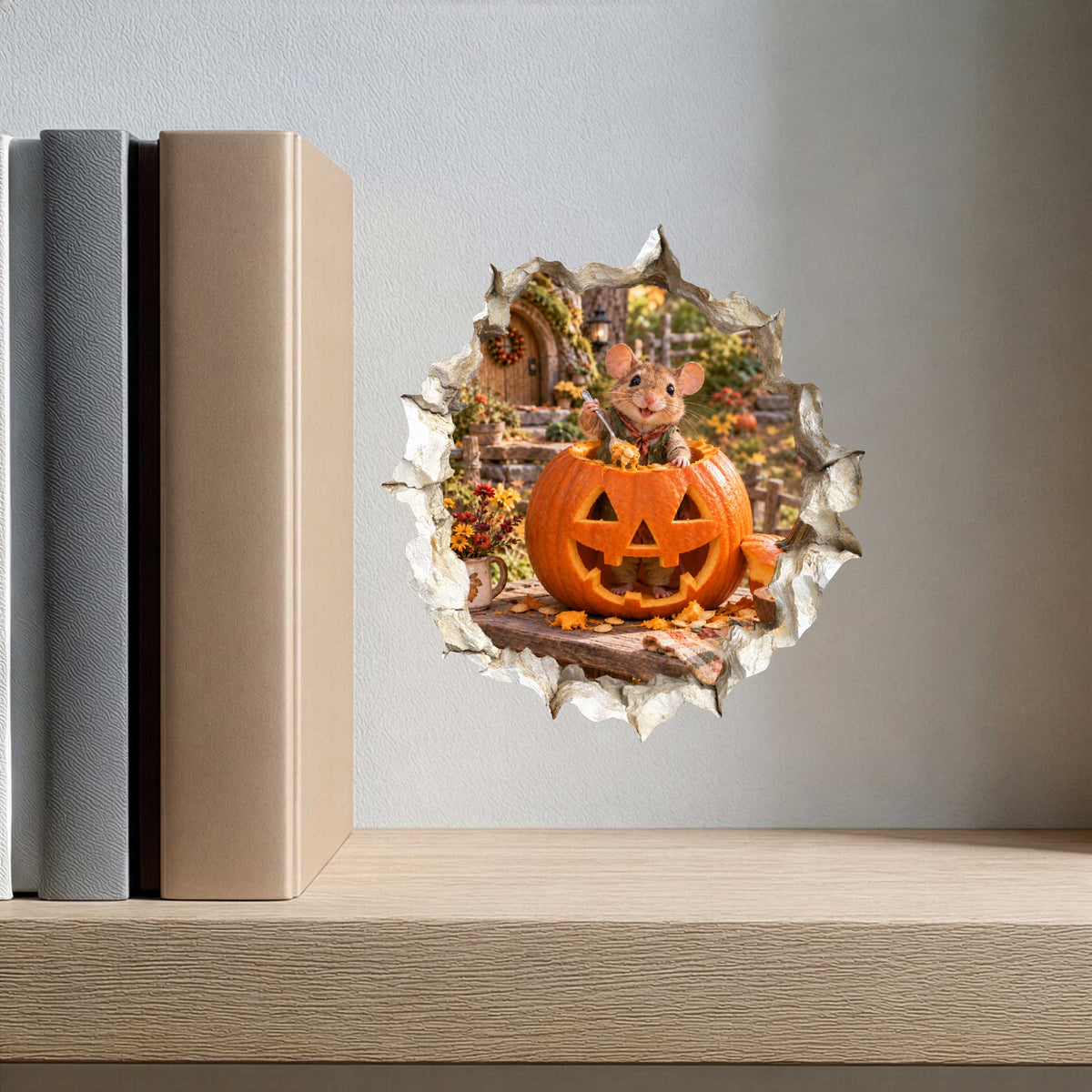 Halloween Pumpkin Carving Mouse Hole Decal
