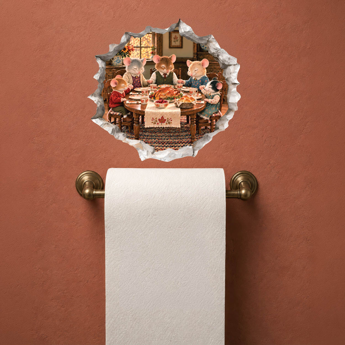 Thanksgiving Blessings Mouse Hole Wall Decal