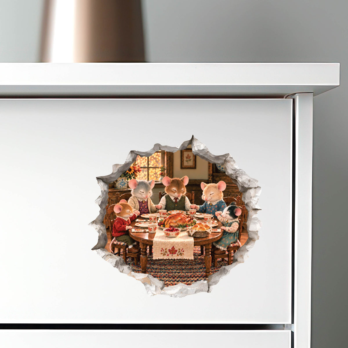 Thanksgiving Blessings Mouse Hole Wall Decal