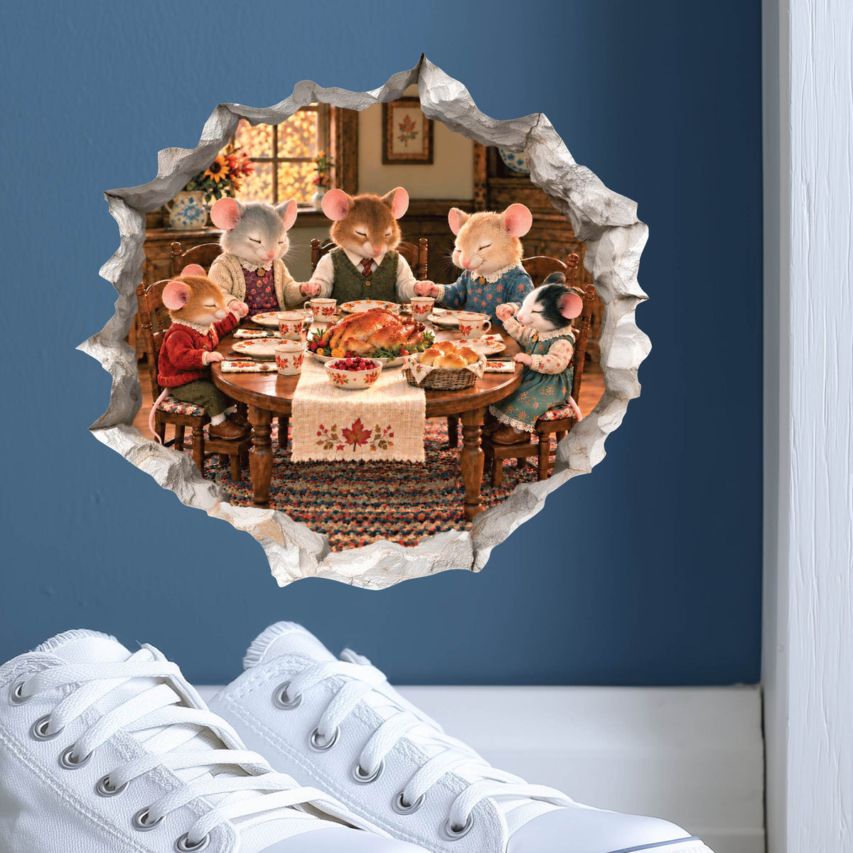 Thanksgiving Blessings Mouse Hole Wall Decal