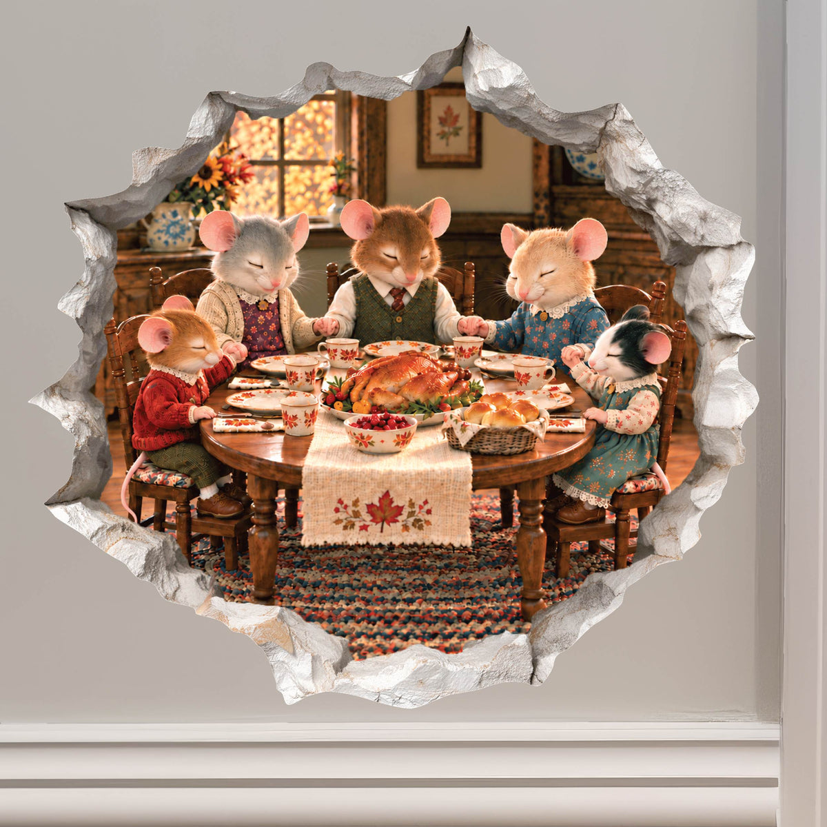 Thanksgiving Grace Mouse Hole Wall Decal