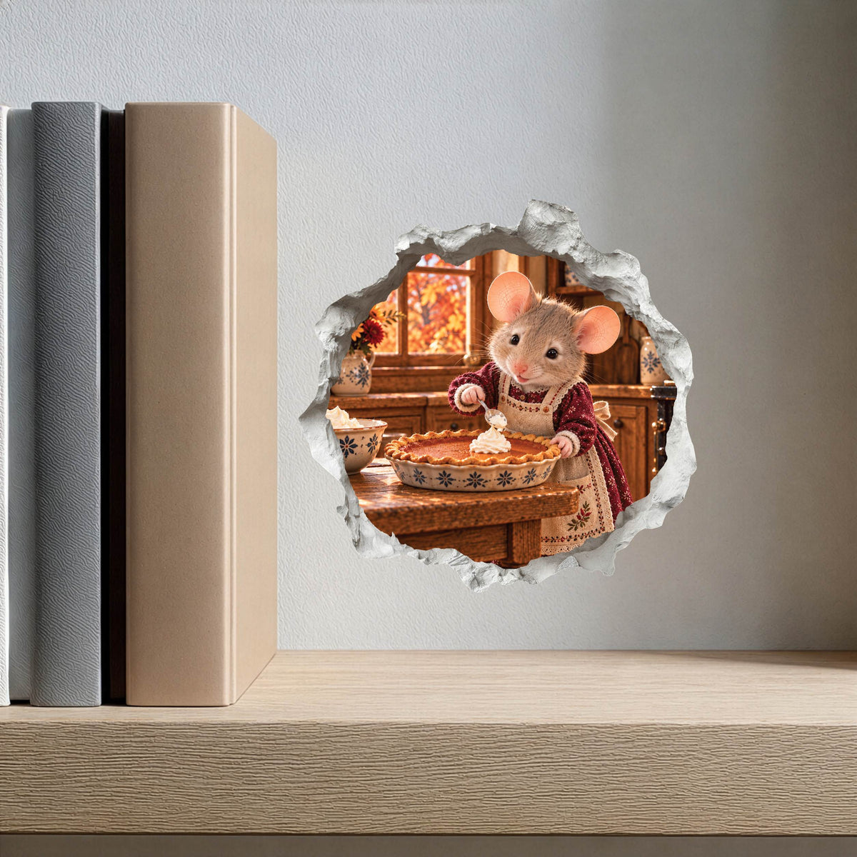Thanksgiving Pumpkin Pie Mouse Hole Decal