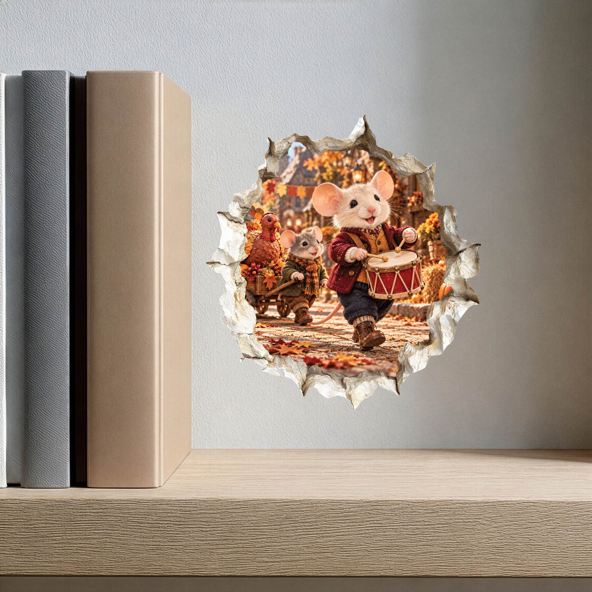 Thanksgiving Parade Mouse Hole Wall Decal