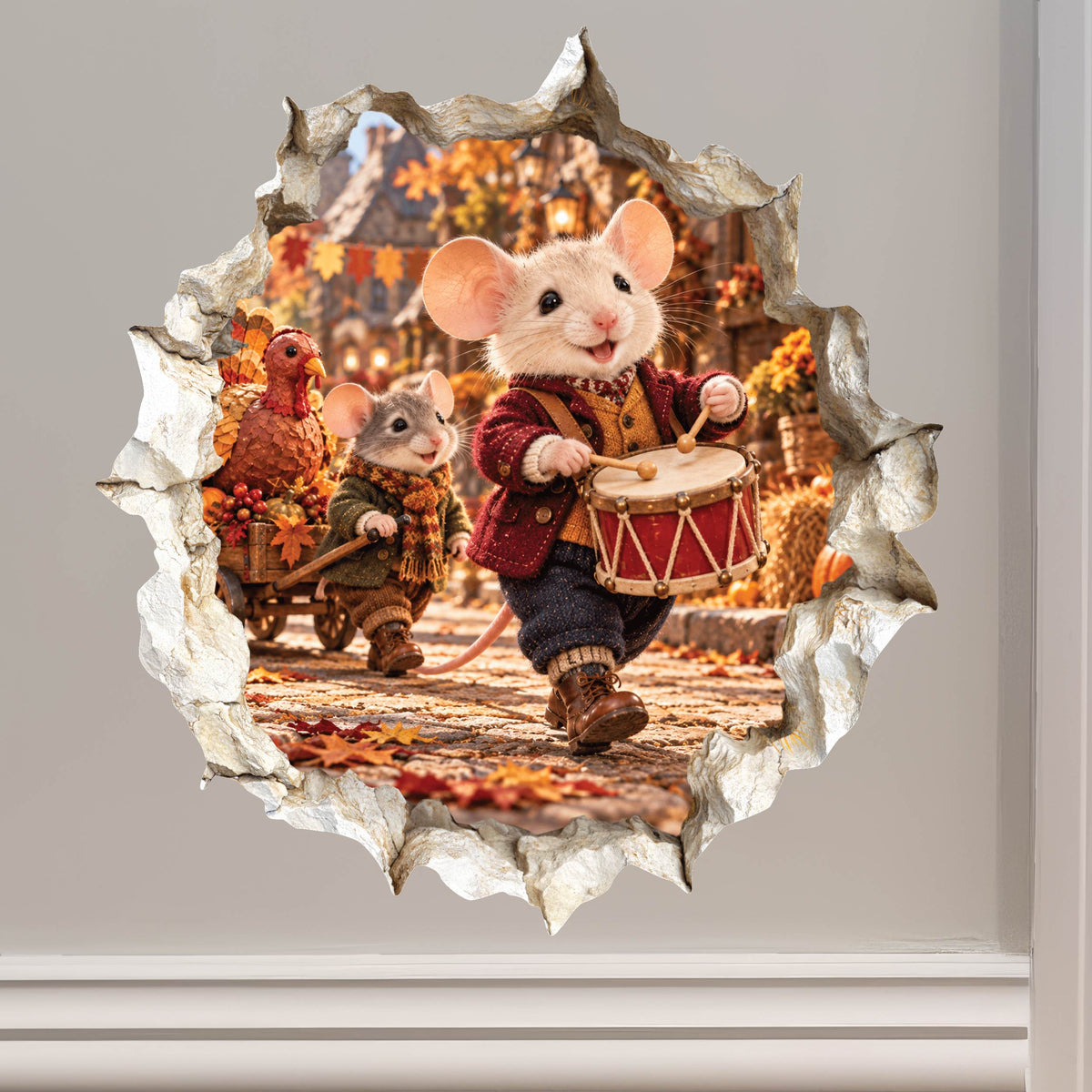 Thanksgiving Parade Mouse Hole Wall Decal