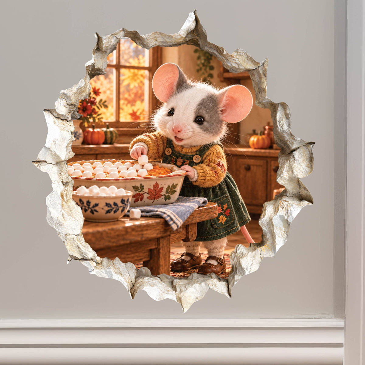 Thanksgiving Sweet Potato Casserole Mouse Hole Decal