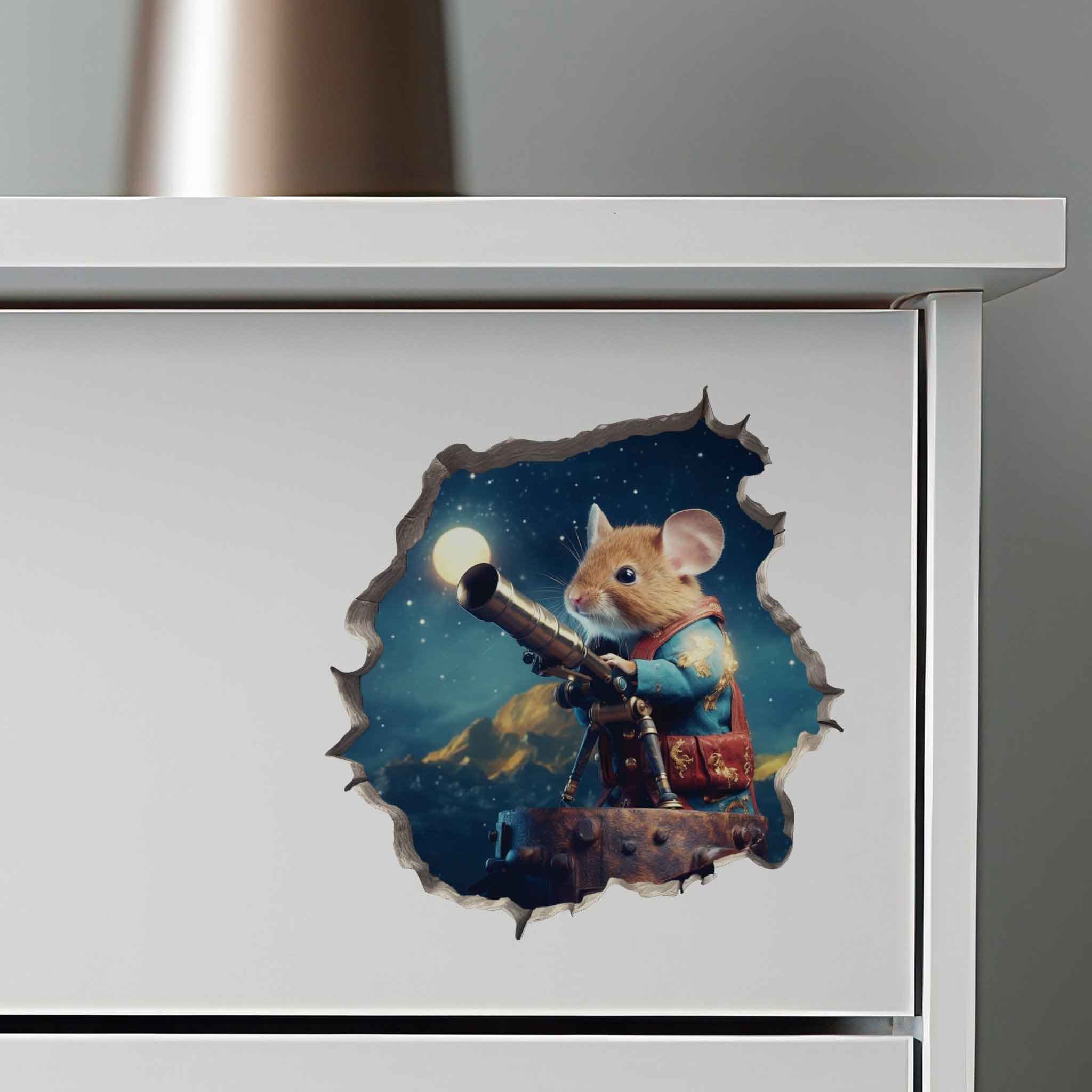 Astronomer Mouse Hole Decal - My Wonderful Walls
