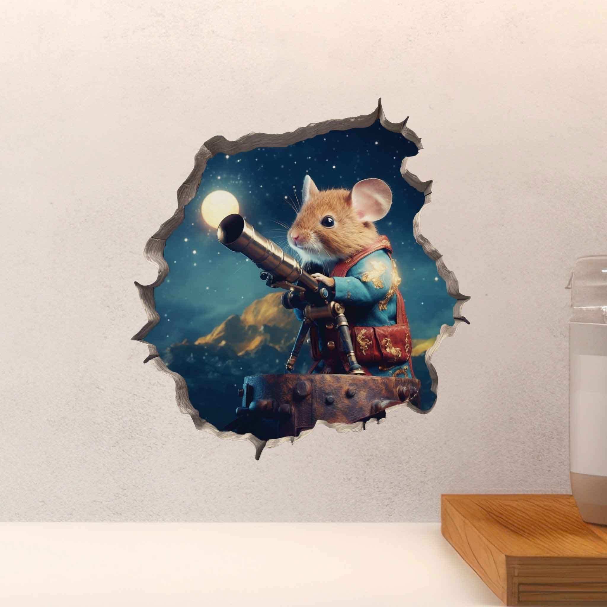 Astronomer Mouse Hole Decal - My Wonderful Walls