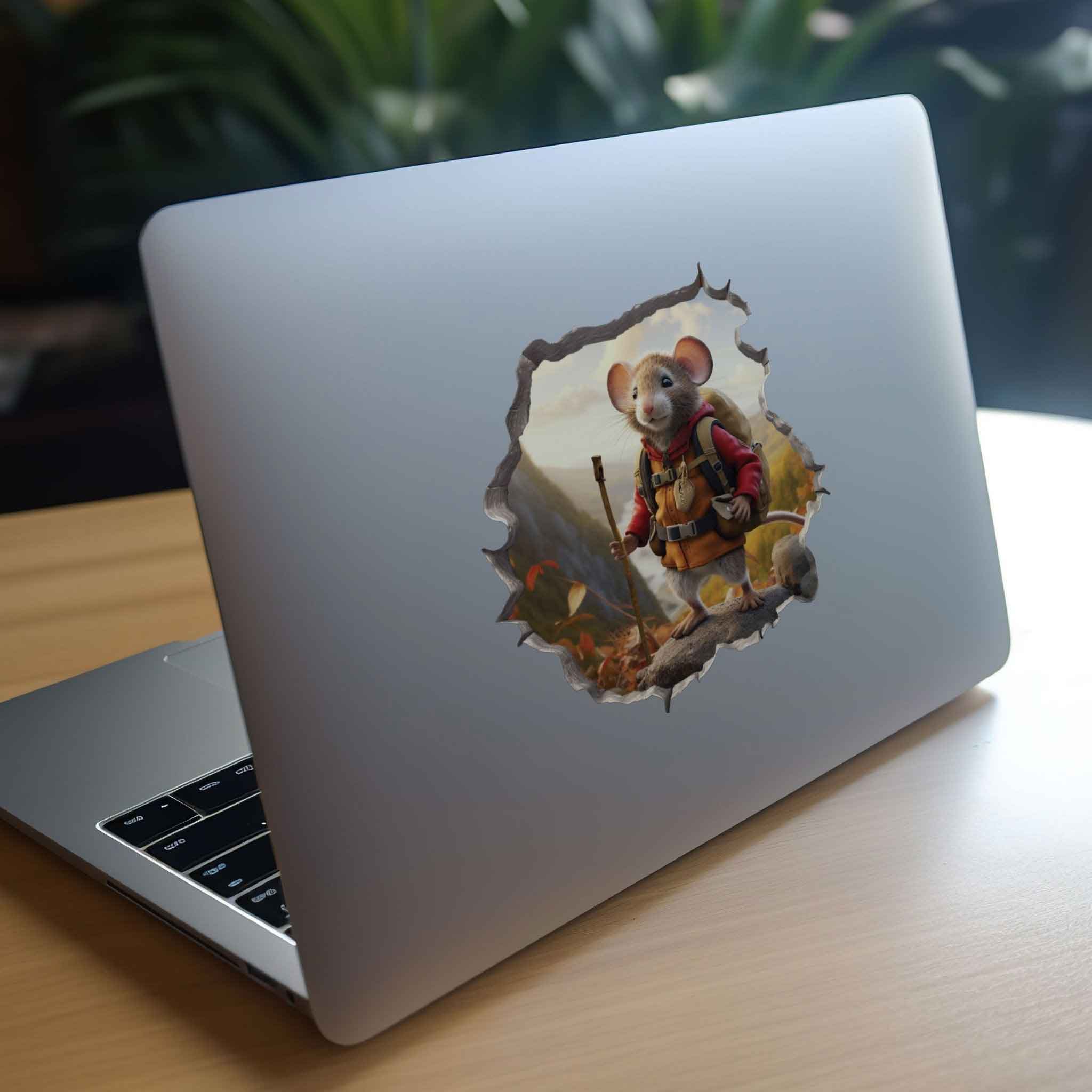 Autumn Hiker Mouse Hole Decal - My Wonderful Walls