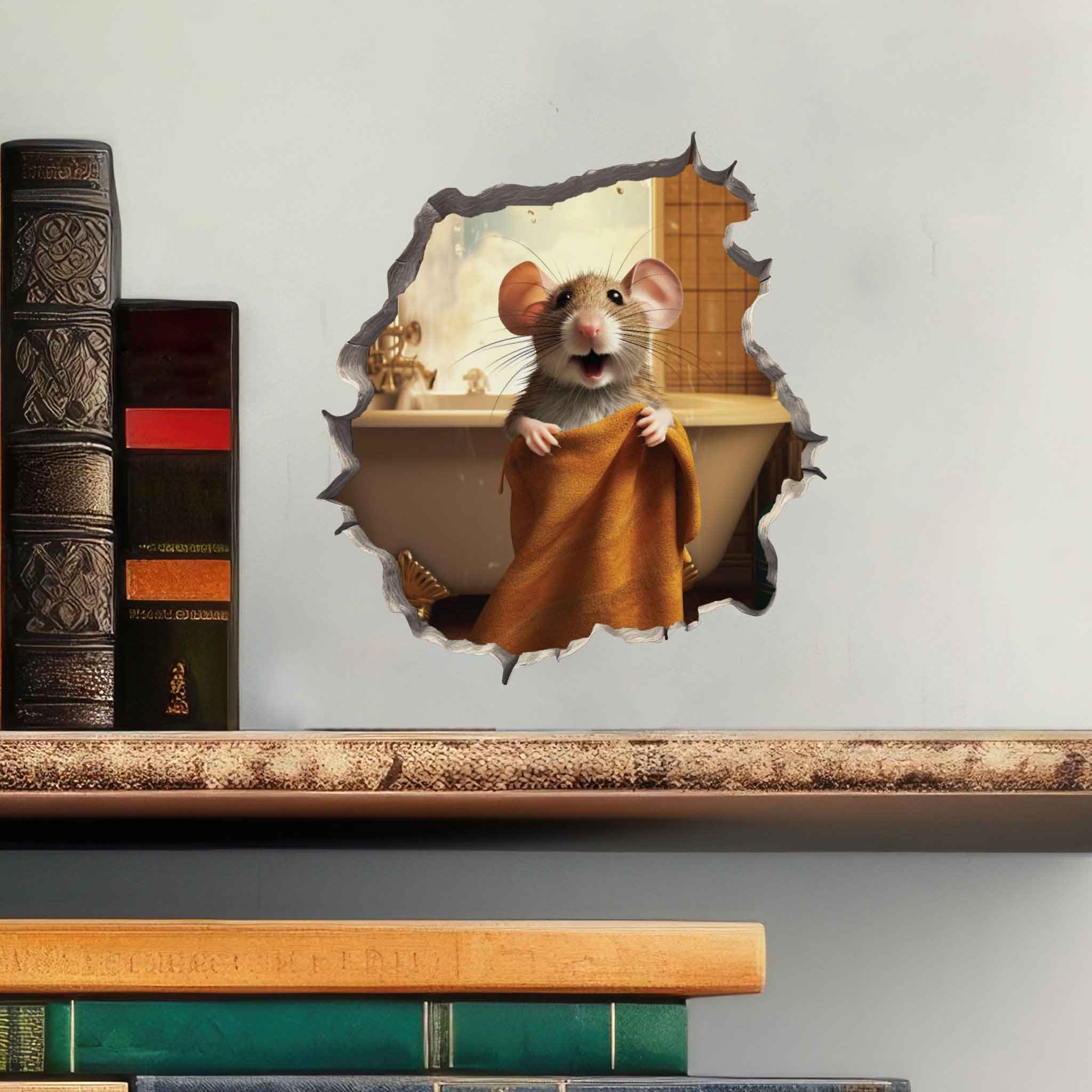 Bathroom Towel Mouse Hole Decal - My Wonderful Walls