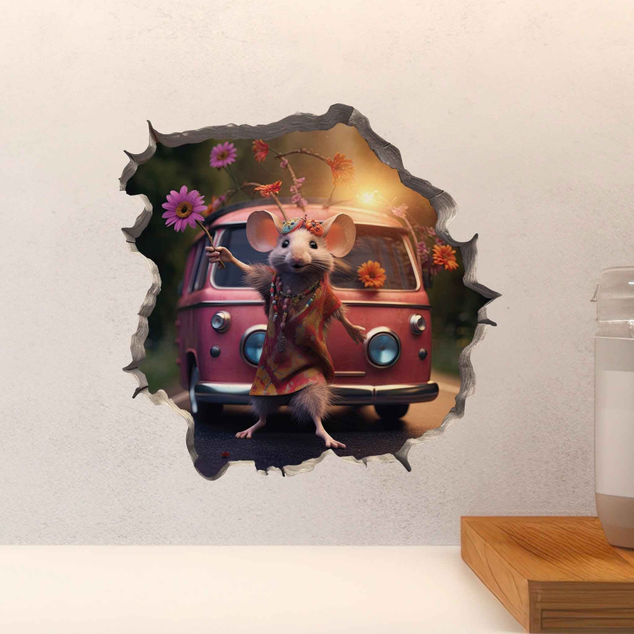 Boho Hippie Mouse Hole Decal - My Wonderful Walls