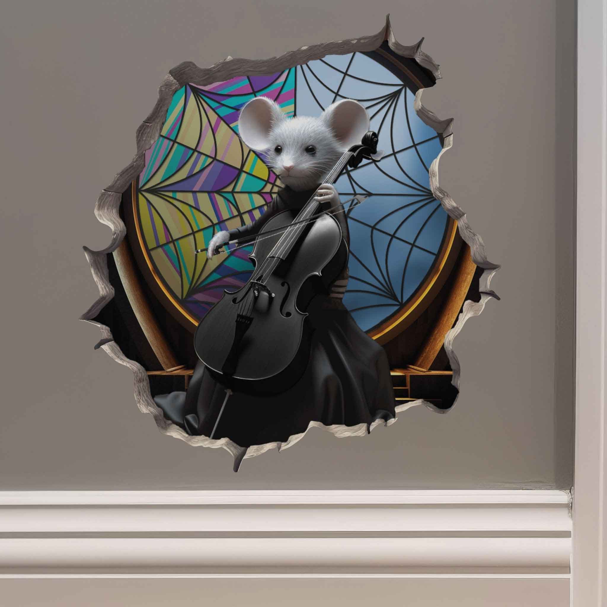Cello Wednesday Mouse Hole Decal - My Wonderful Walls