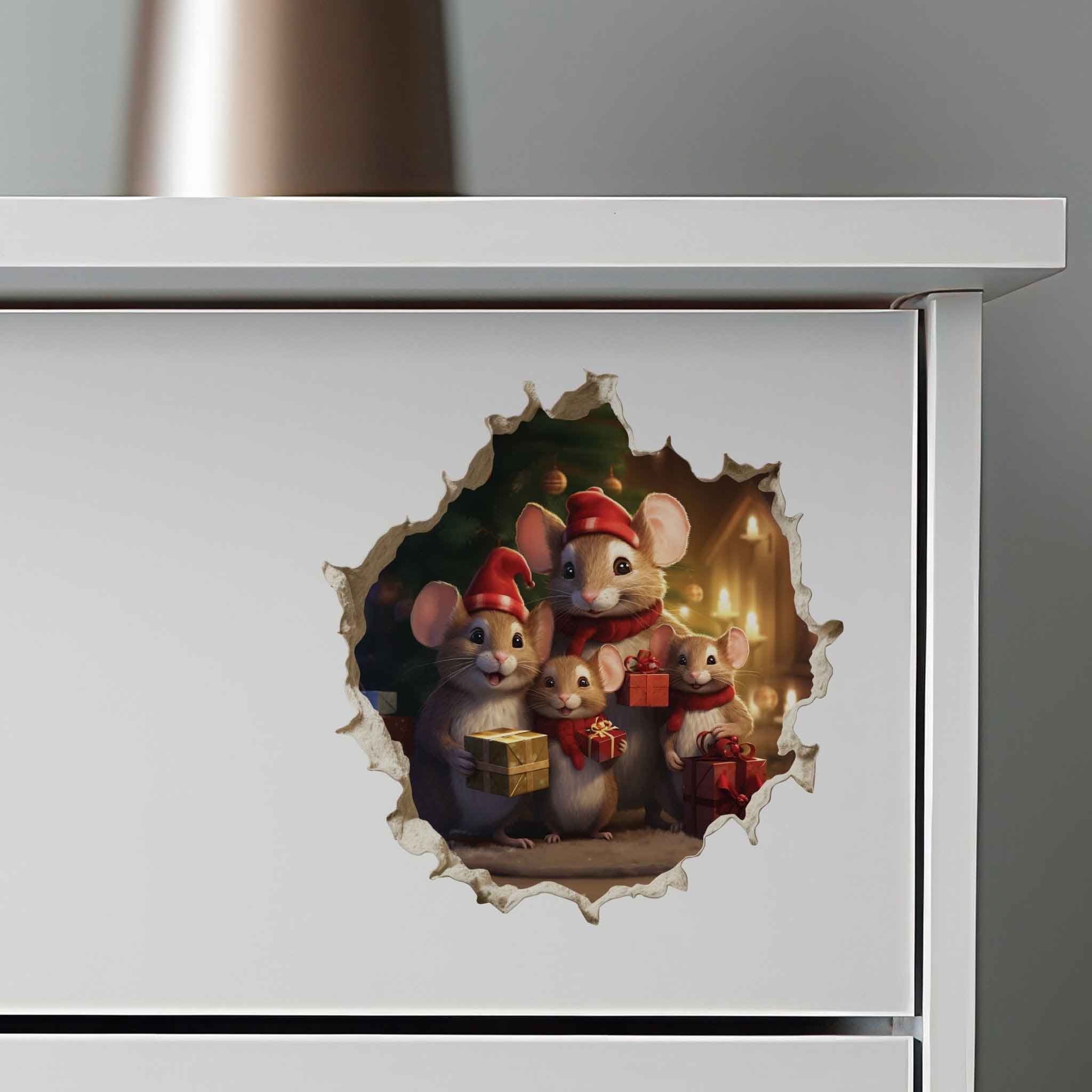 Christmas Family Mouse Hole Decal - My Wonderful Walls