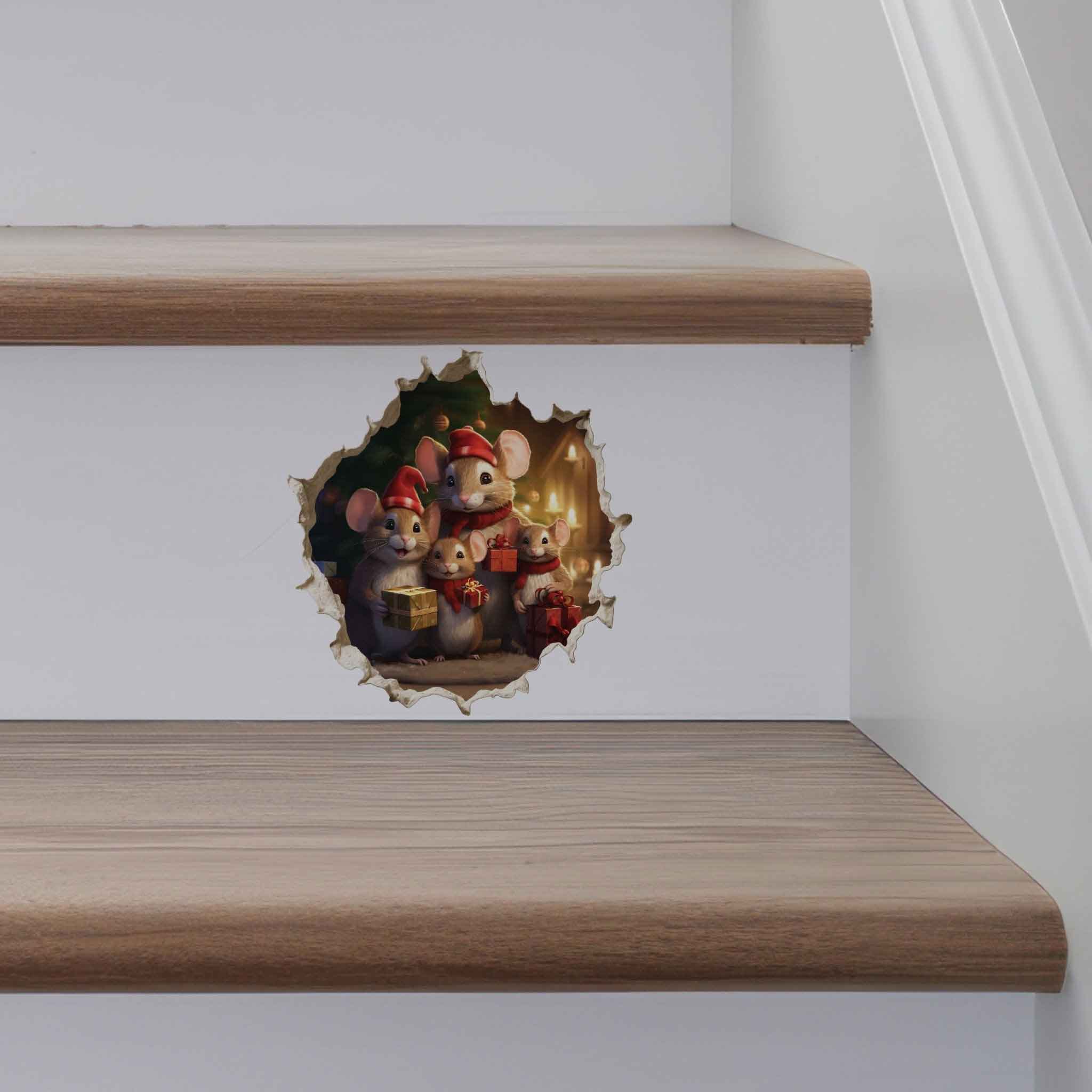 Christmas Family Mouse Hole Decal - My Wonderful Walls