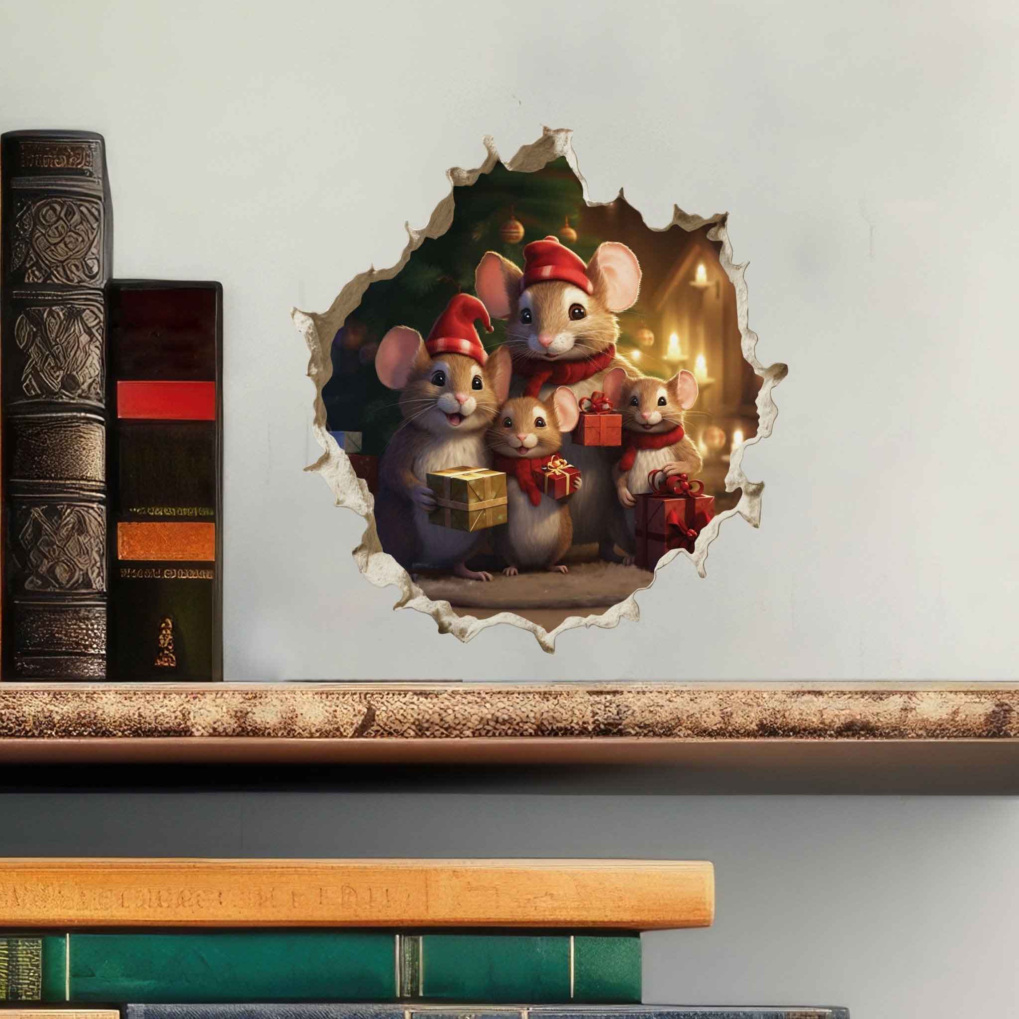 Christmas Family Mouse Hole Decal - My Wonderful Walls